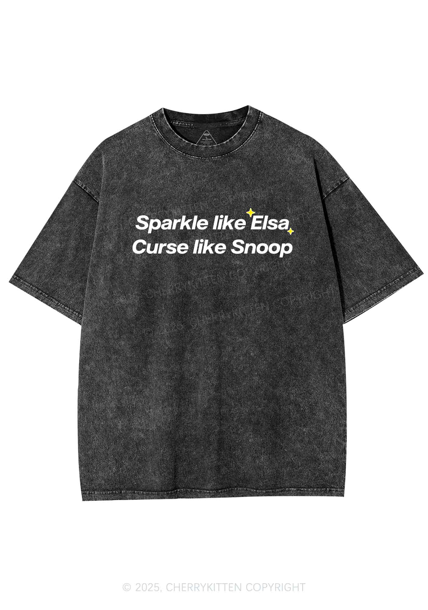 Sparkle Like Princess Y2K Shirts Washed Tee Cherrykitten