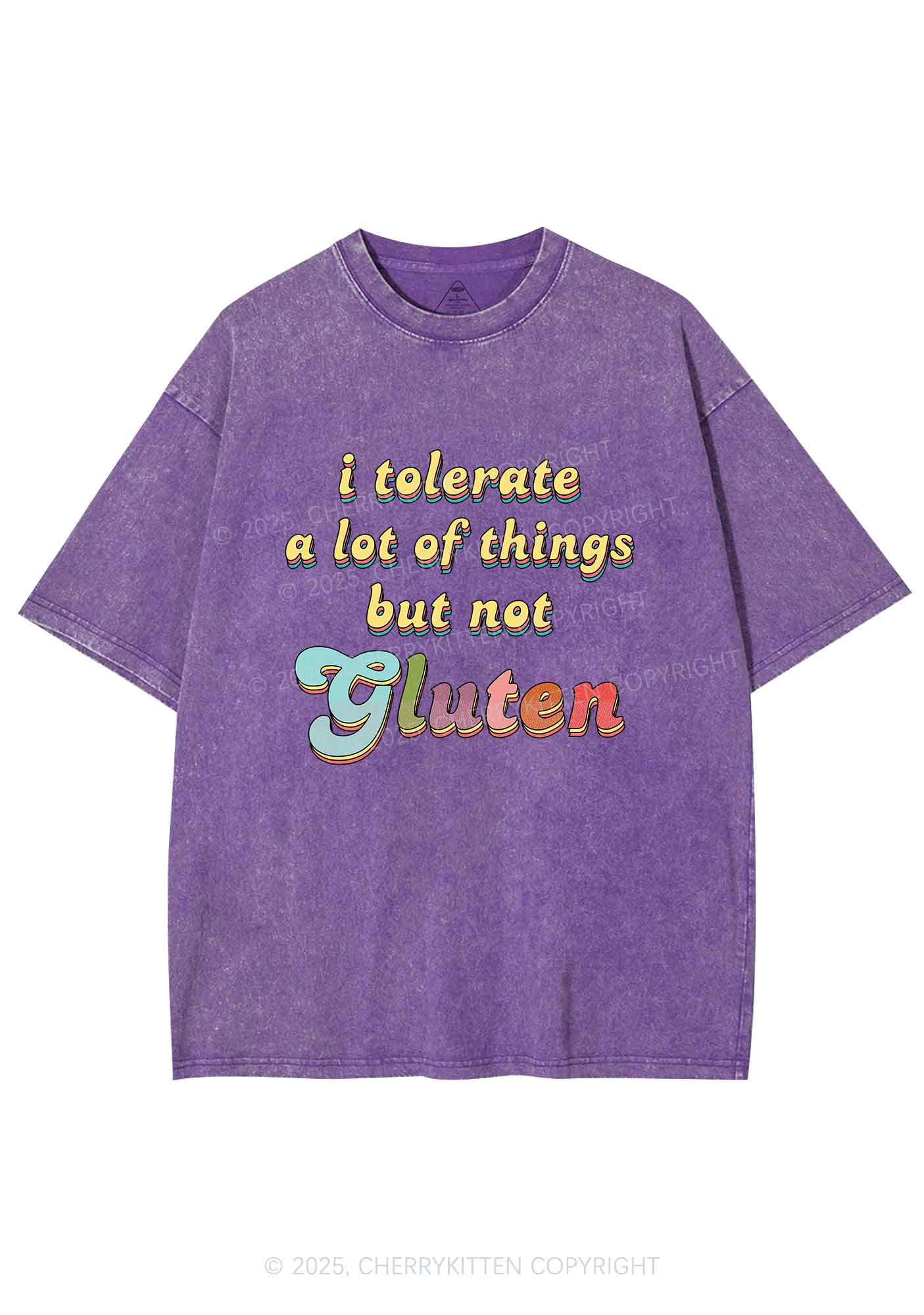 Tolerate Gluten Y2K Shirts Washed Tee Cherrykitten