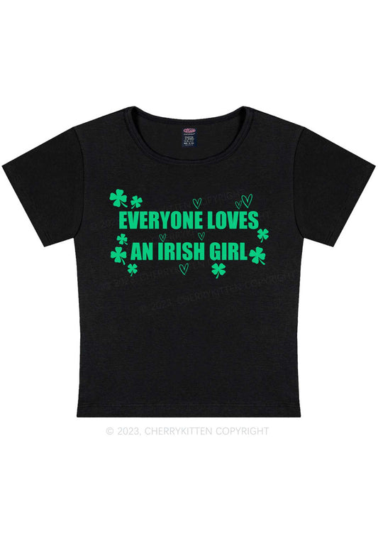 Everyone Loves Irish Girl St Patricks Y2K Baby Tee Cherrykitten