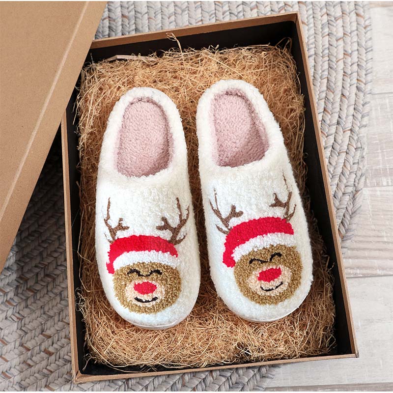 Christmas Y2K White Plush Slippers
