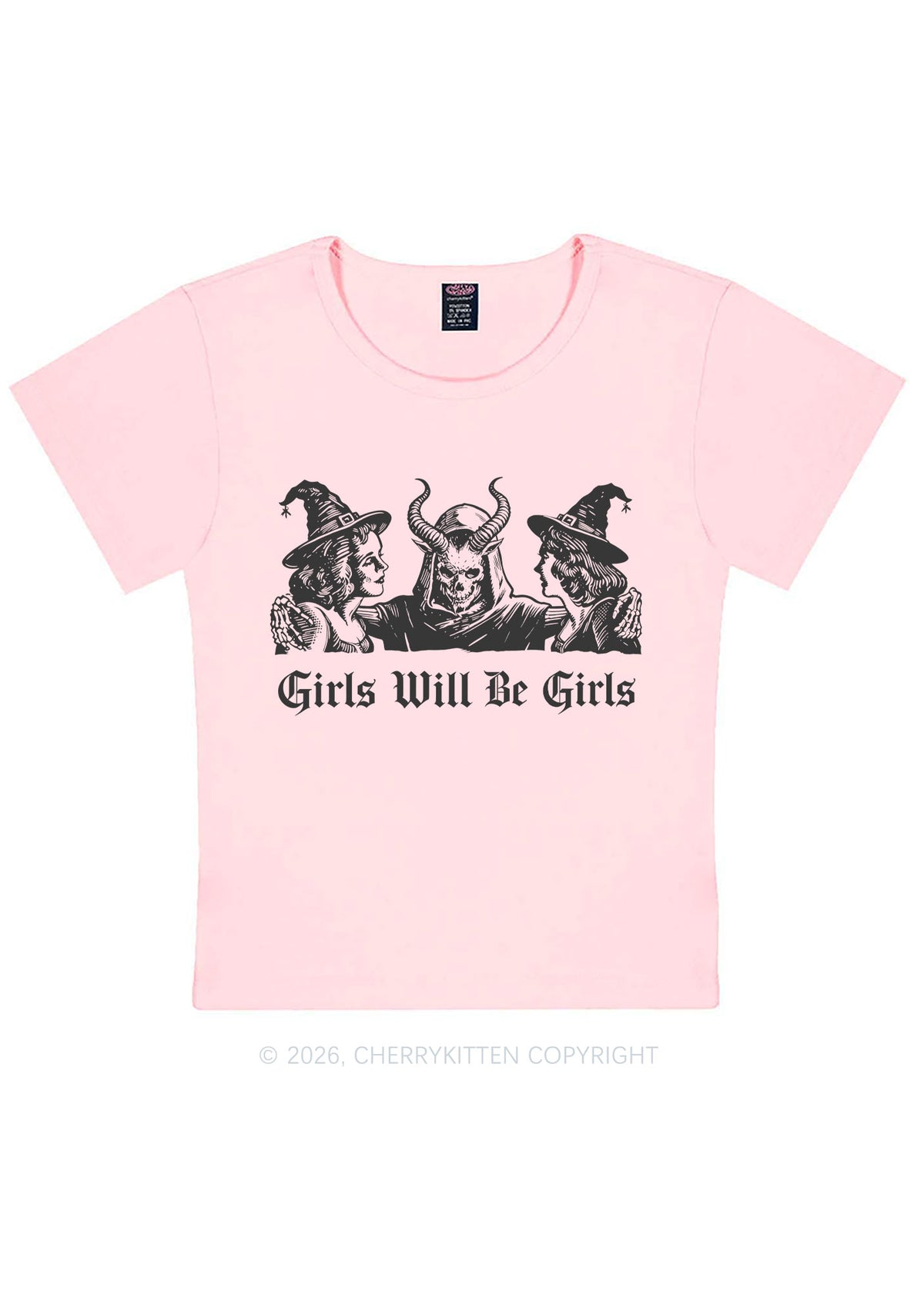 Halloween Witch Girl Y2K Baby Tee Cherrykitten