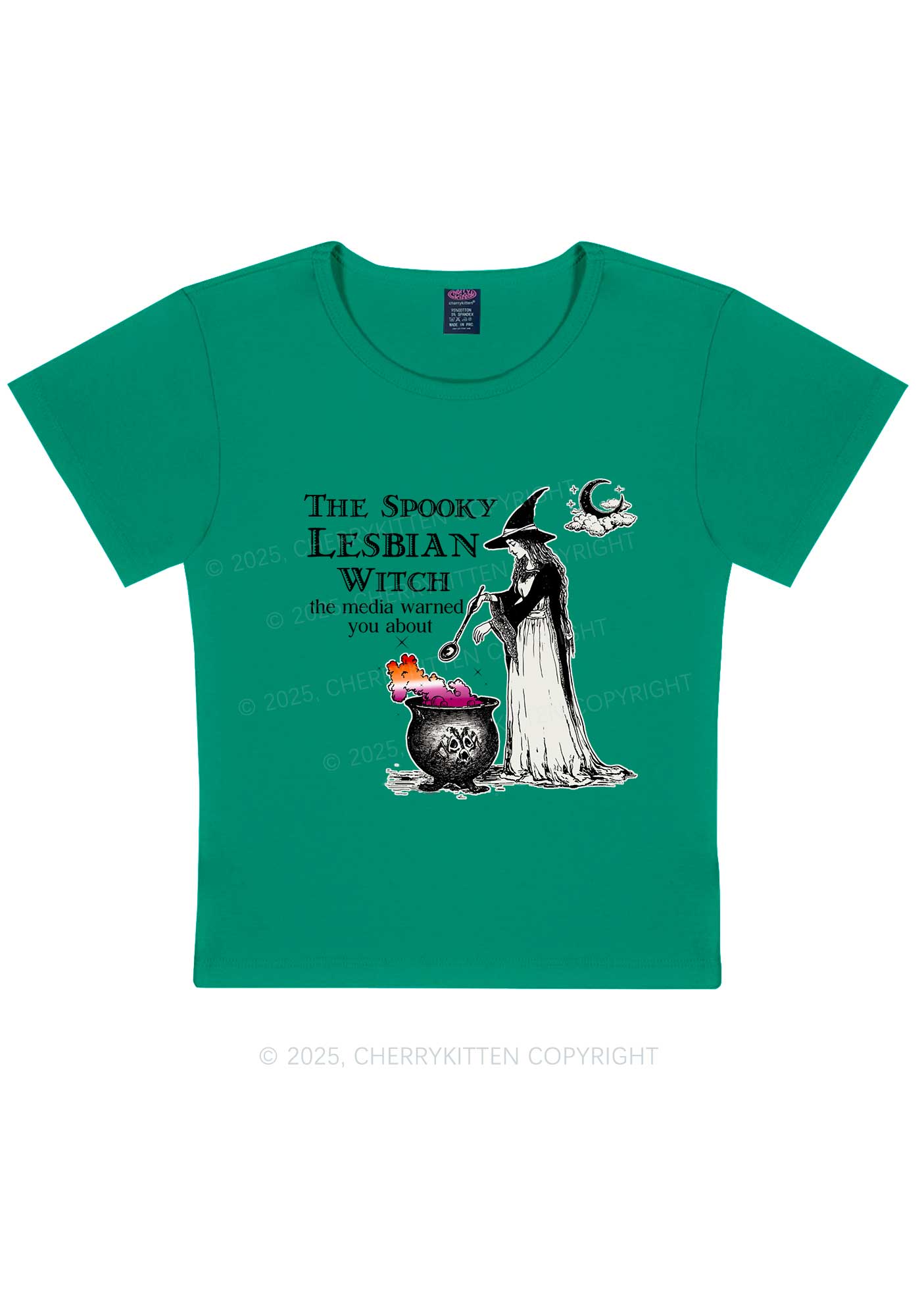 The Spooky Lesbian Witch Y2K Baby Tee Cherrykitten
