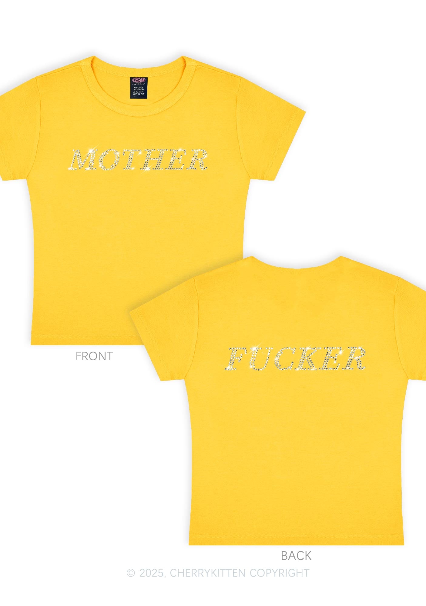 Rhinestone Motherfxcker Two Sides Y2K Baby Tee Cherrykitten