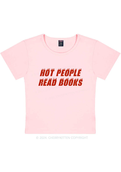 Hot People Read Books Y2K Baby Tee Cherrykitten
