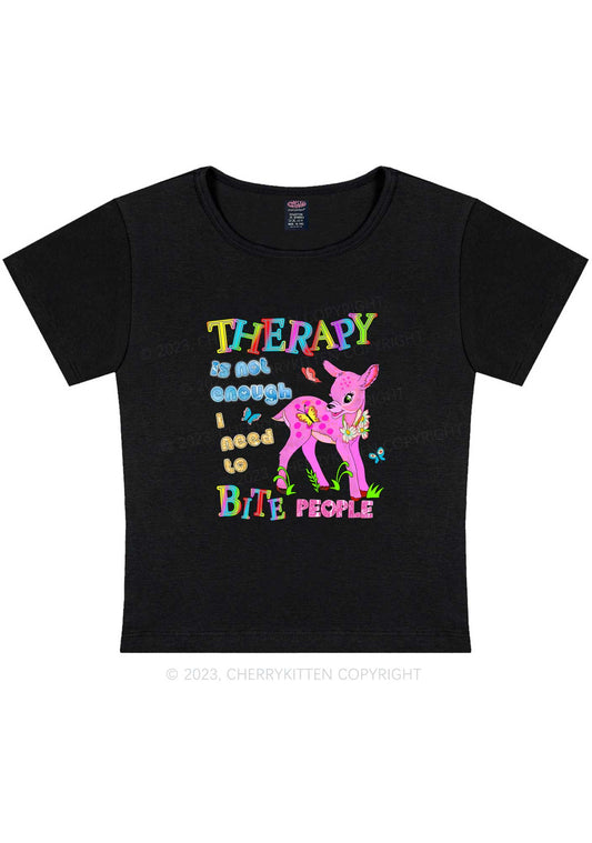 Therapy Is Not Enough Y2K Baby Tee Cherrykitten