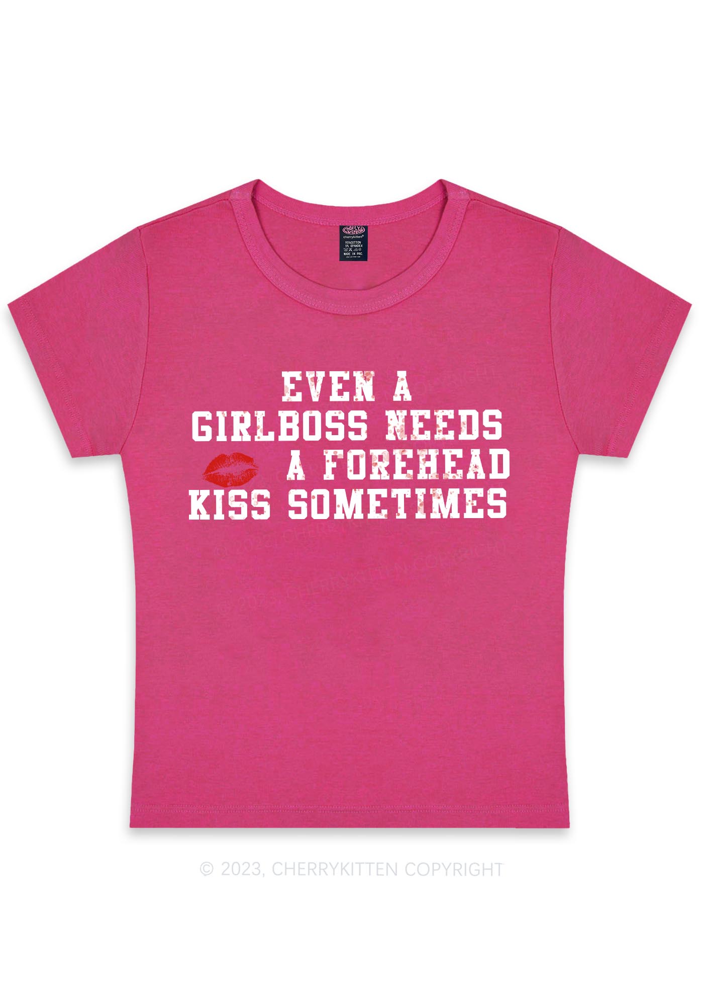 Girlboss Needs A Kiss Y2K Baby Tee Cherrykitten