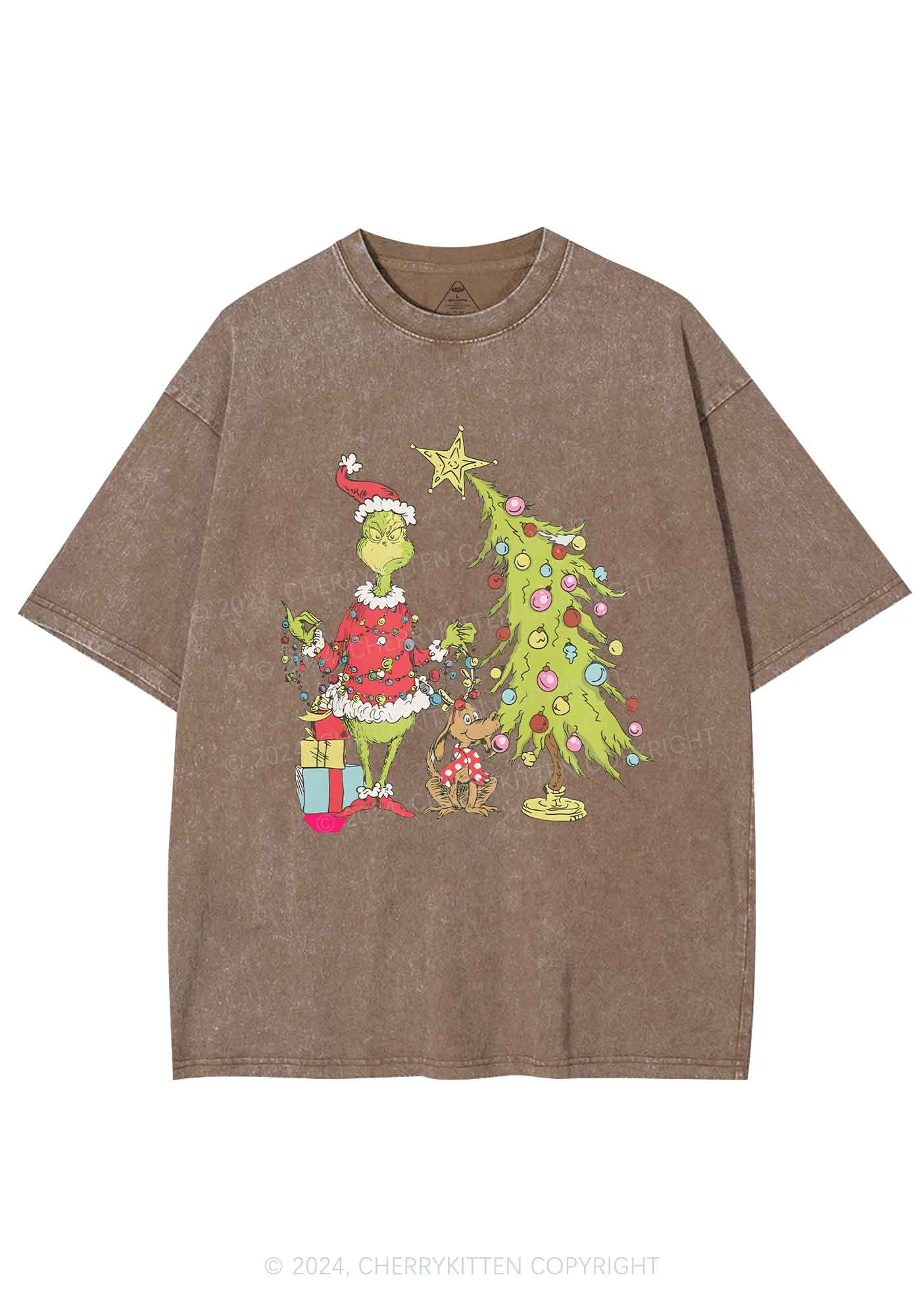 Christmas Tree Gift Y2K Washed Tee Cherrykitten