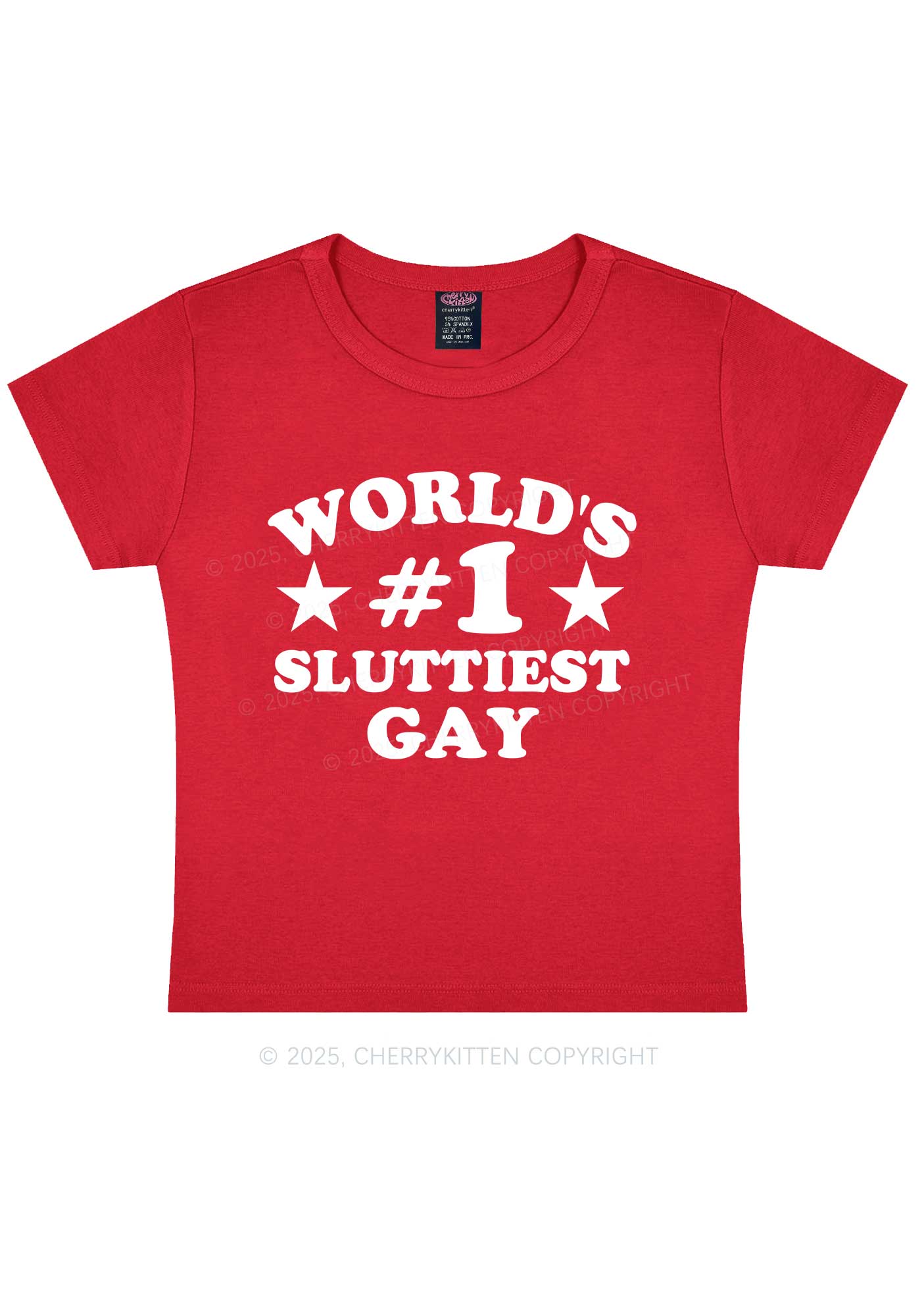 Worlds First Slxttiest Gay Pride Y2K Baby Tee Cherrykitten