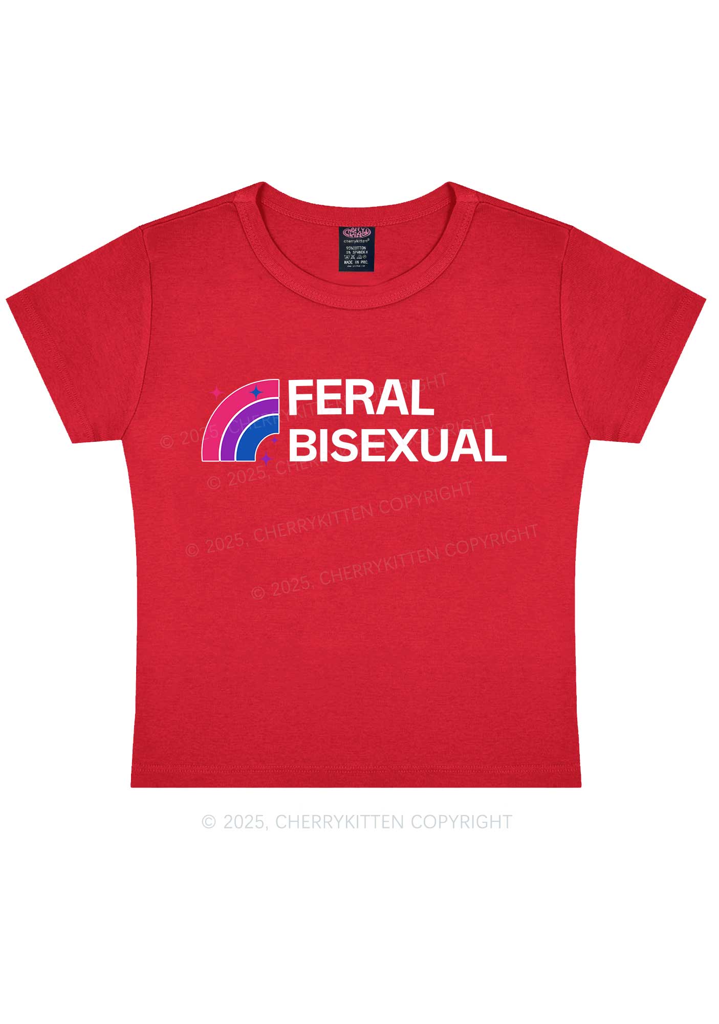 Feral Bisexual Pride Y2K Baby Tee Cherrykitten