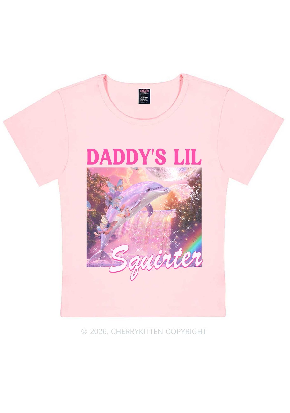 Daddys Lil Squirter Dolphin Y2K Baby Tee Cherrykitten