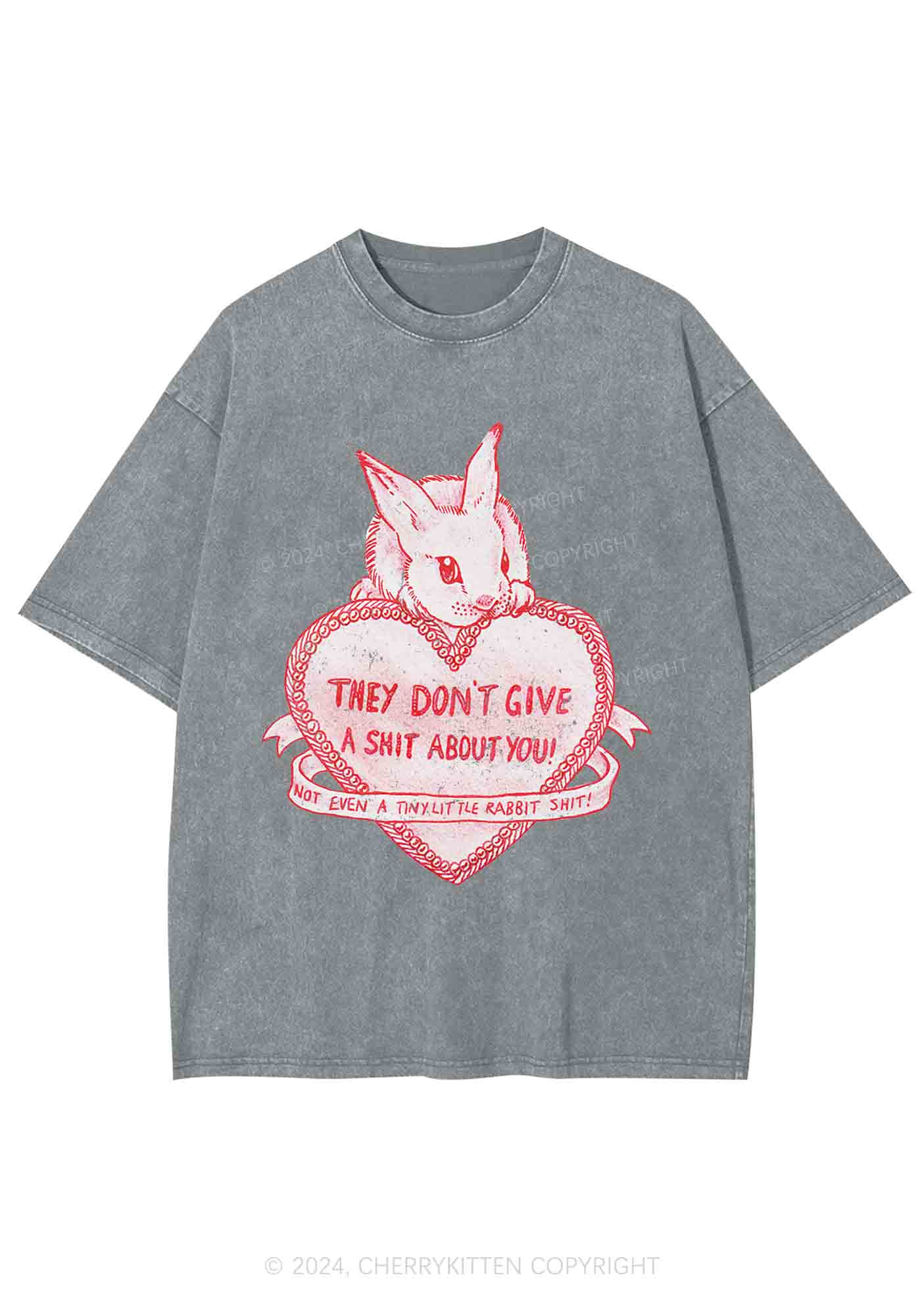 They Don't Give A Shxt About You Y2K Washed Tee Cherrykitten