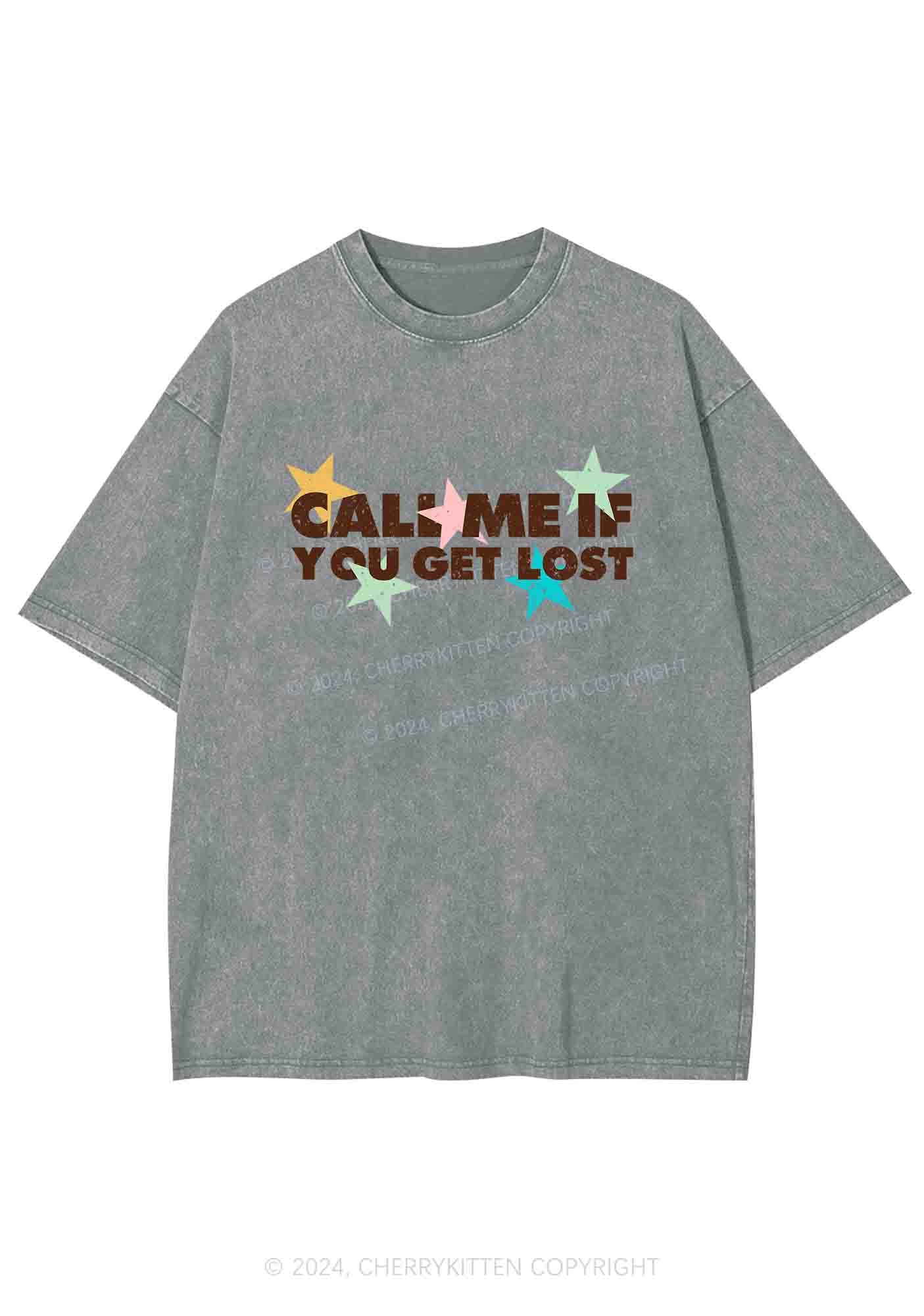 Call Me If You Get Lost Y2K Washed Tee Cherrykitten