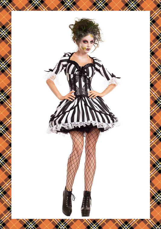 Striped Print Dress Y2K Halloween Cosplay Costume