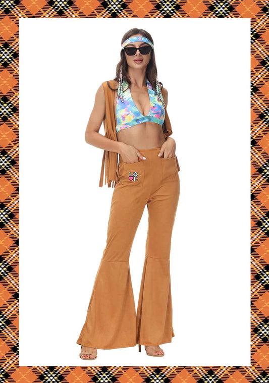 Resort Style Tassel Top Pants Set Y2K Halloween Cosplay Costume