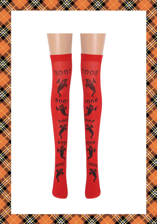 Halloween Red Y2K Print Stockings