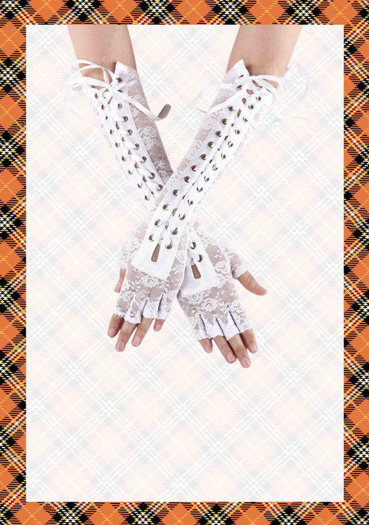 Halloween Y2K Studded Lace Strap Gloves