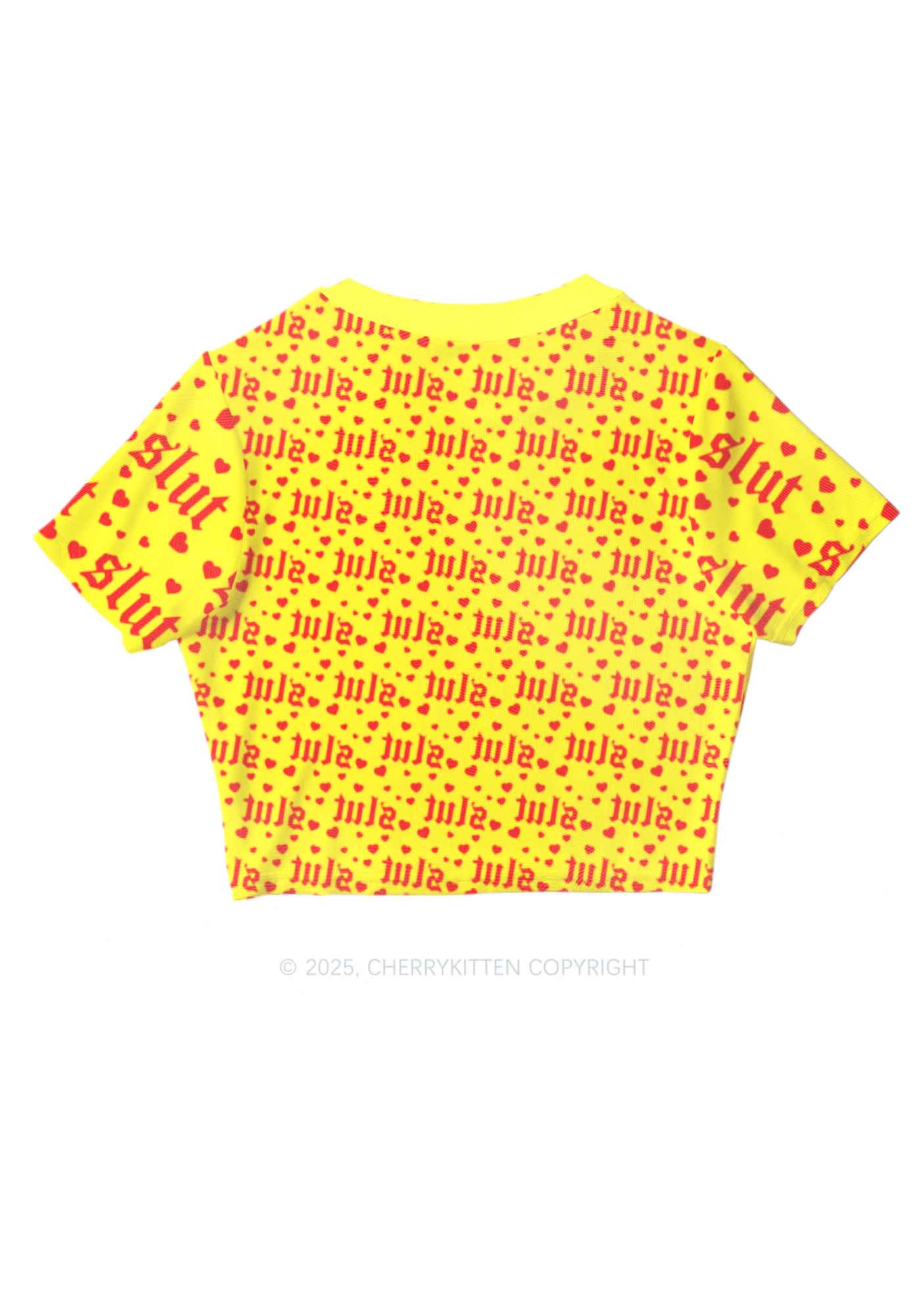 Yellow Slxt Y2K Mesh Crop Top Cherrykitten