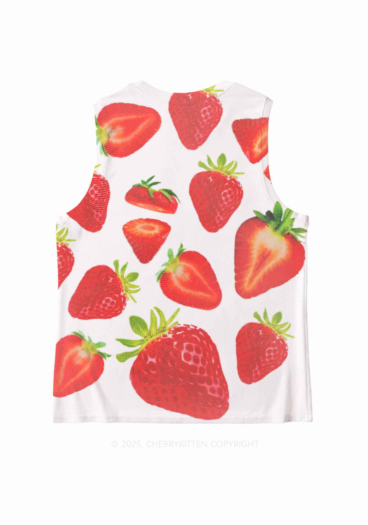 White Strawberry Y2K Mesh Muscle Tank Cherrykitten