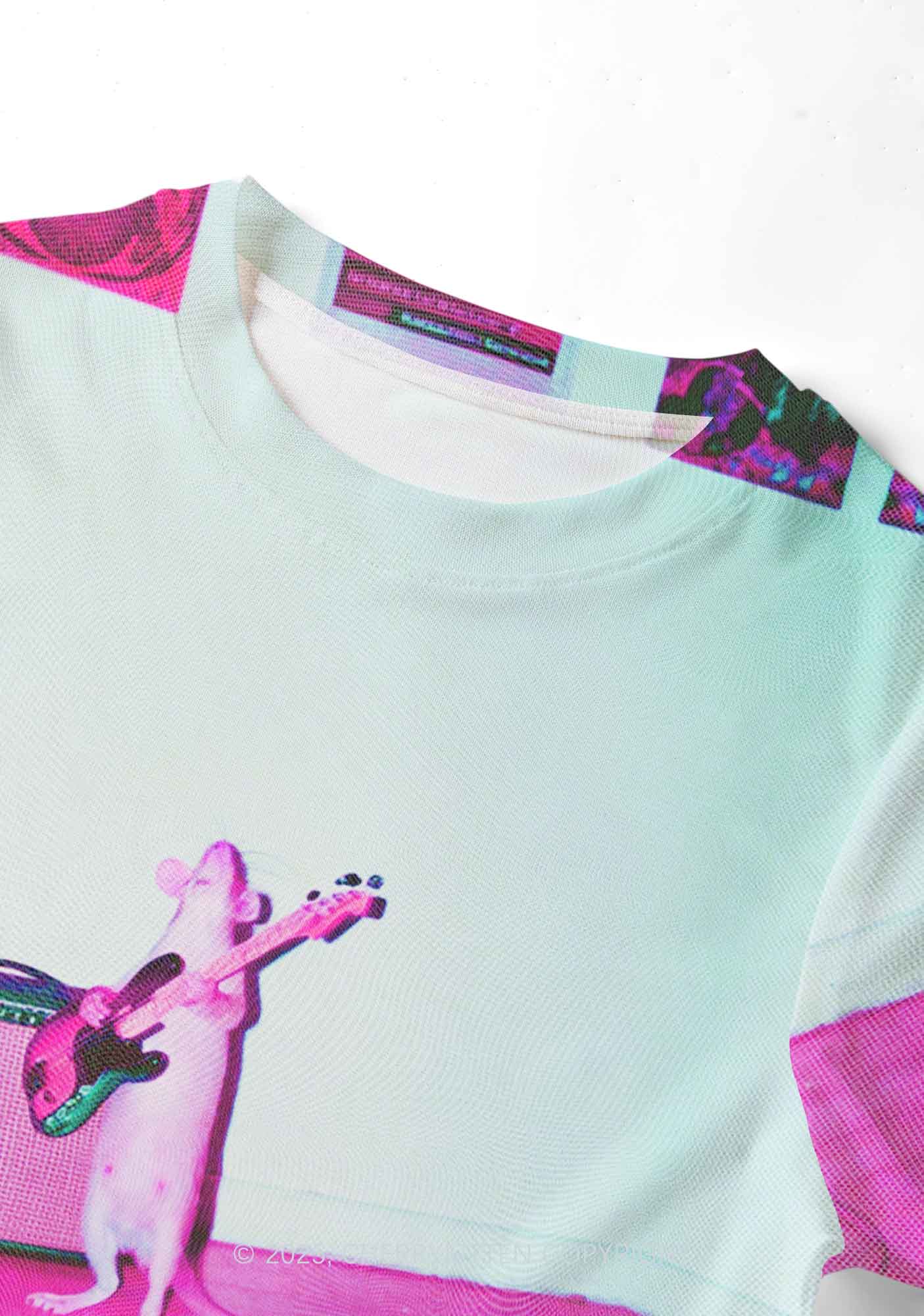 Rat Guitarist Y2K Mesh Crop Top Cherrykitten