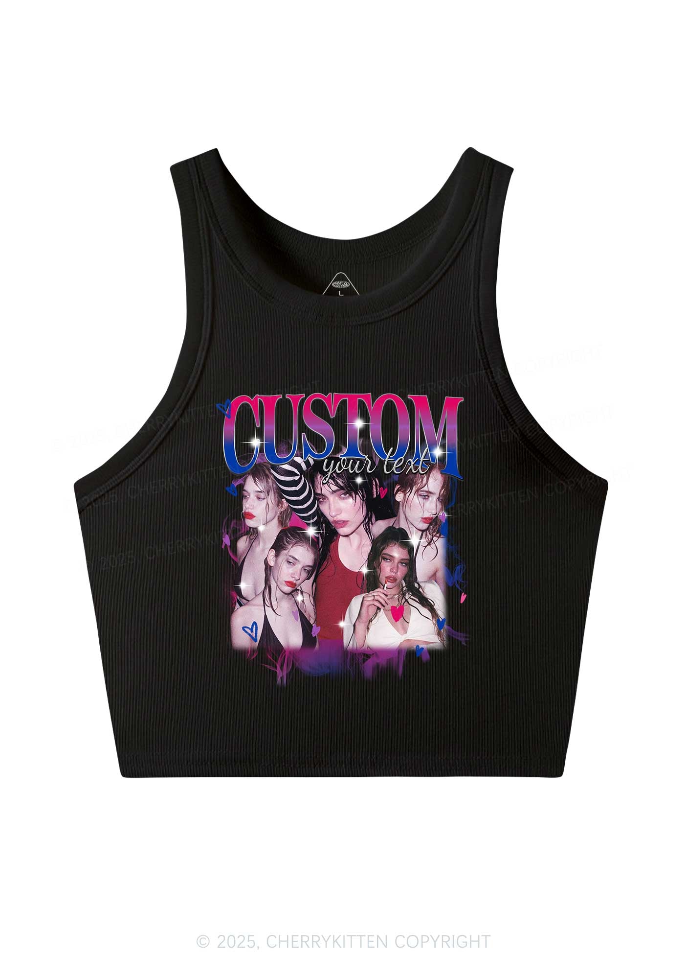 Custom Photo Bisexual Pride Y2K Crop Tank Top Cherrykitten
