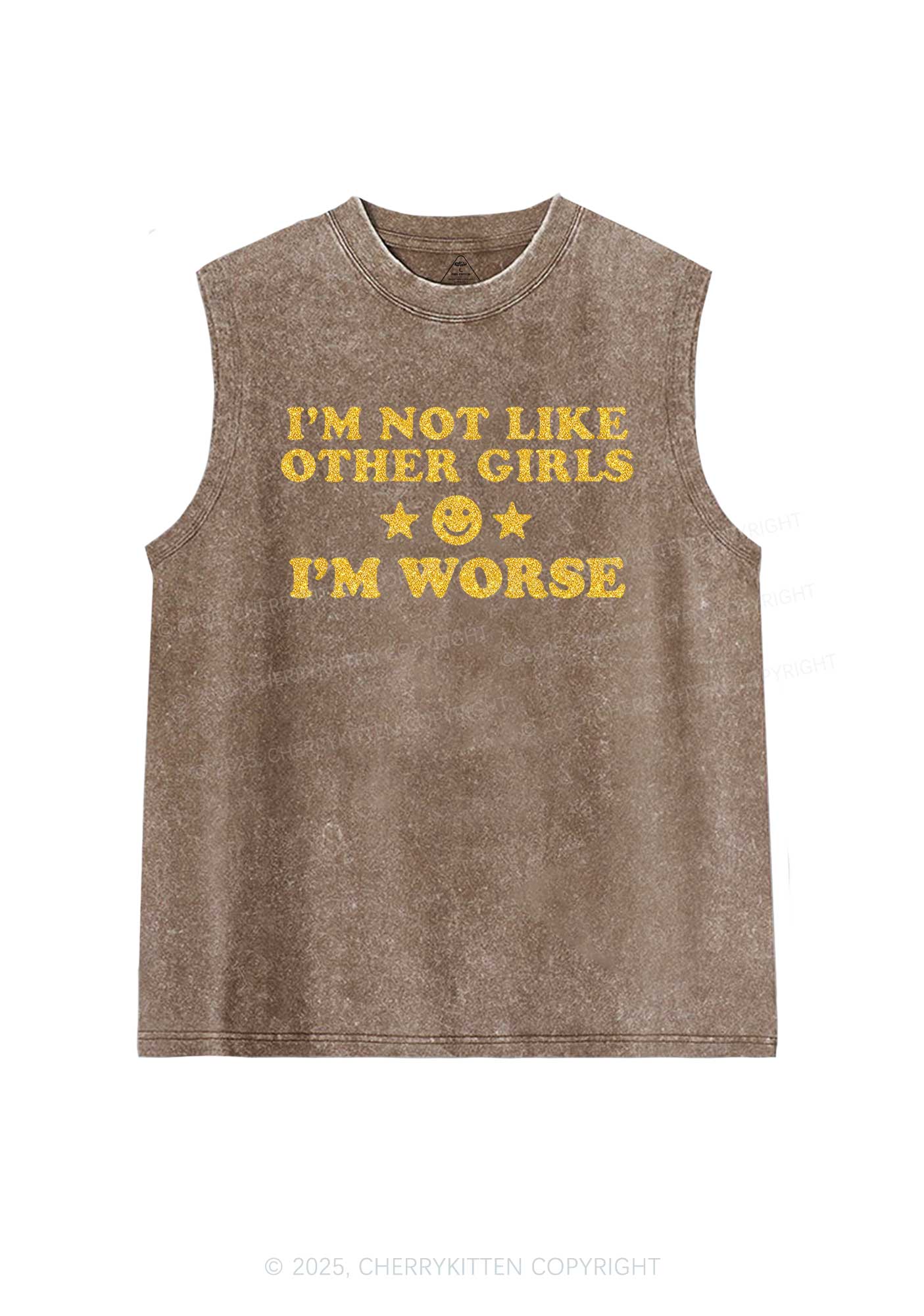 Glitter Im Worse Y2K Washed Muscle Tank Cherrykitten