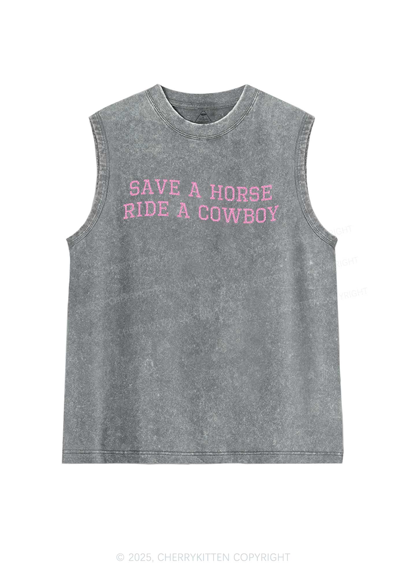 Glitter Save A Horse Y2K Washed Muscle Tank Cherrykitten