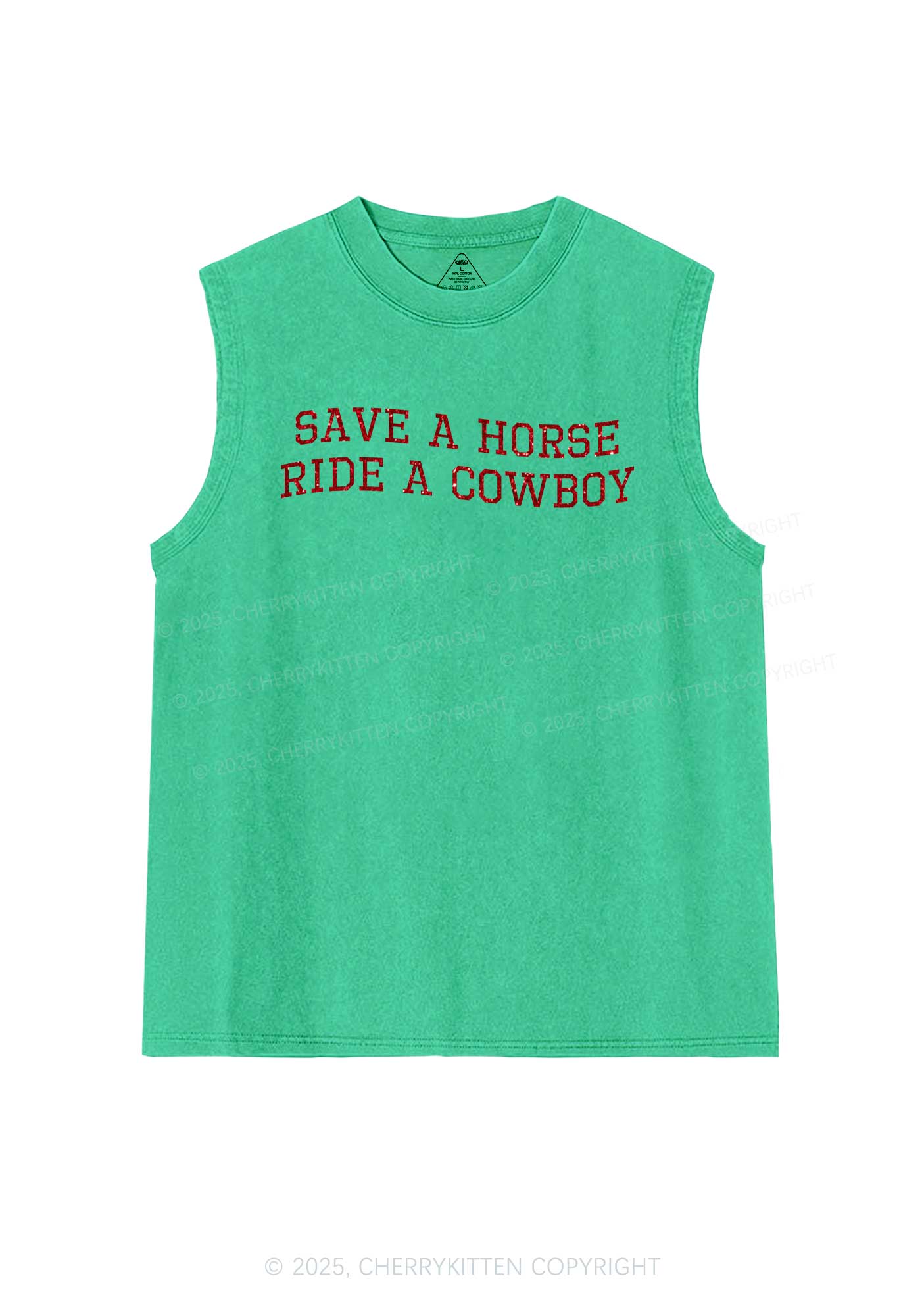 Glitter Save A Horse Y2K Washed Muscle Tank Cherrykitten