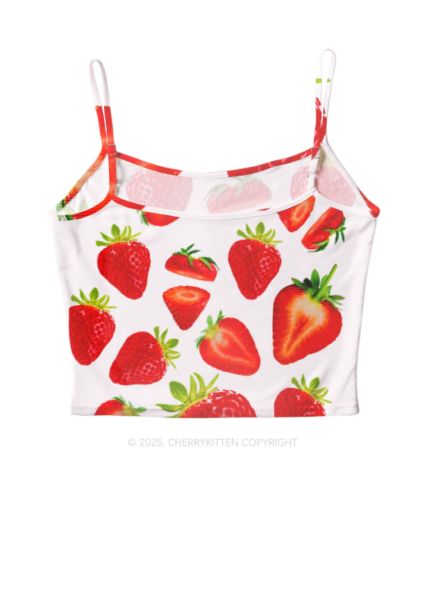 White Strawberry Y2K Mesh Cami Tank Cherrykitten