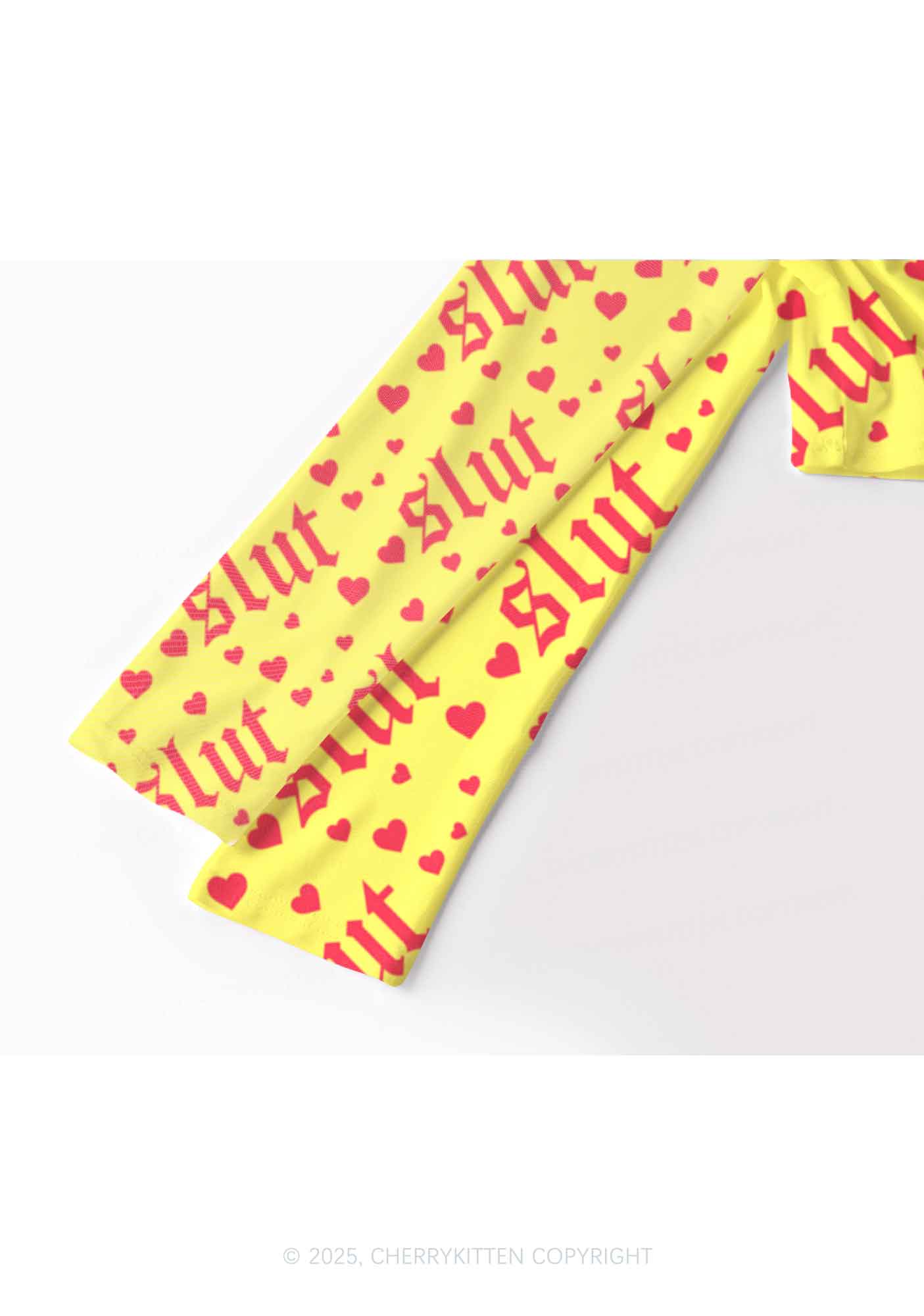 Yellow Slxt Y2K Mesh Long Sleeve Crop Top Cherrykitten