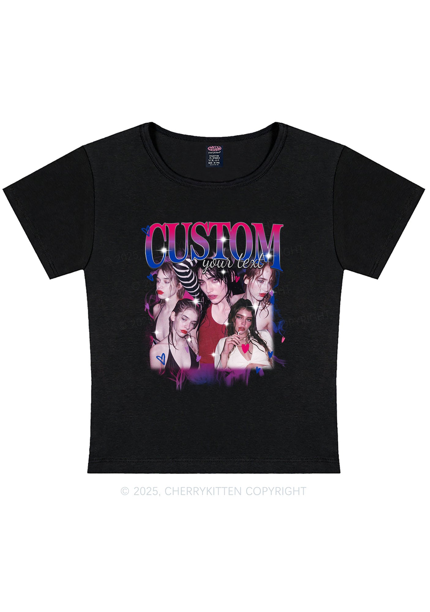Custom Photo Bisexual Pride Y2K Baby Tee Cherrykitten