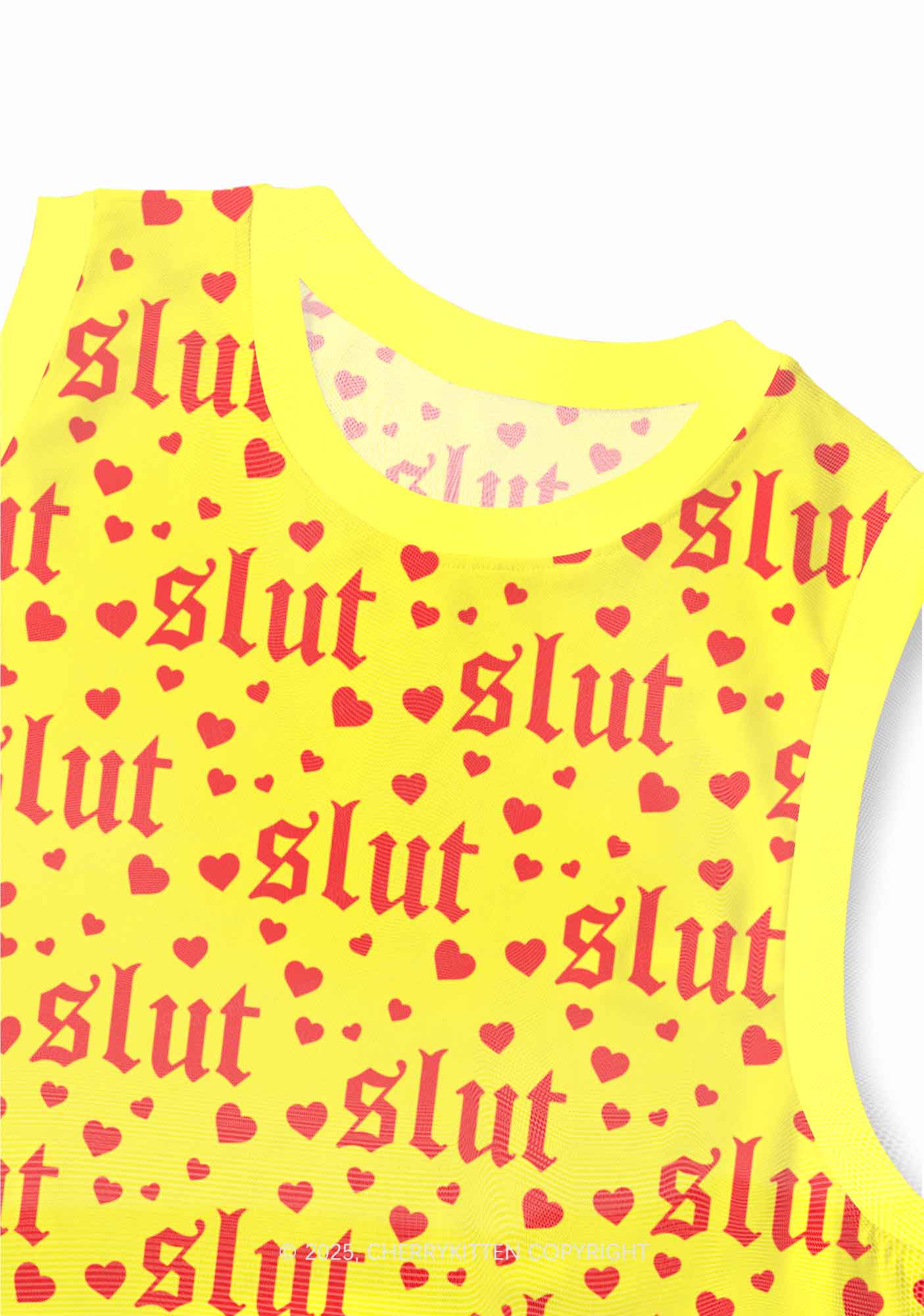 Yellow Slxt Y2K Mesh Muscle Tank Cherrykitten