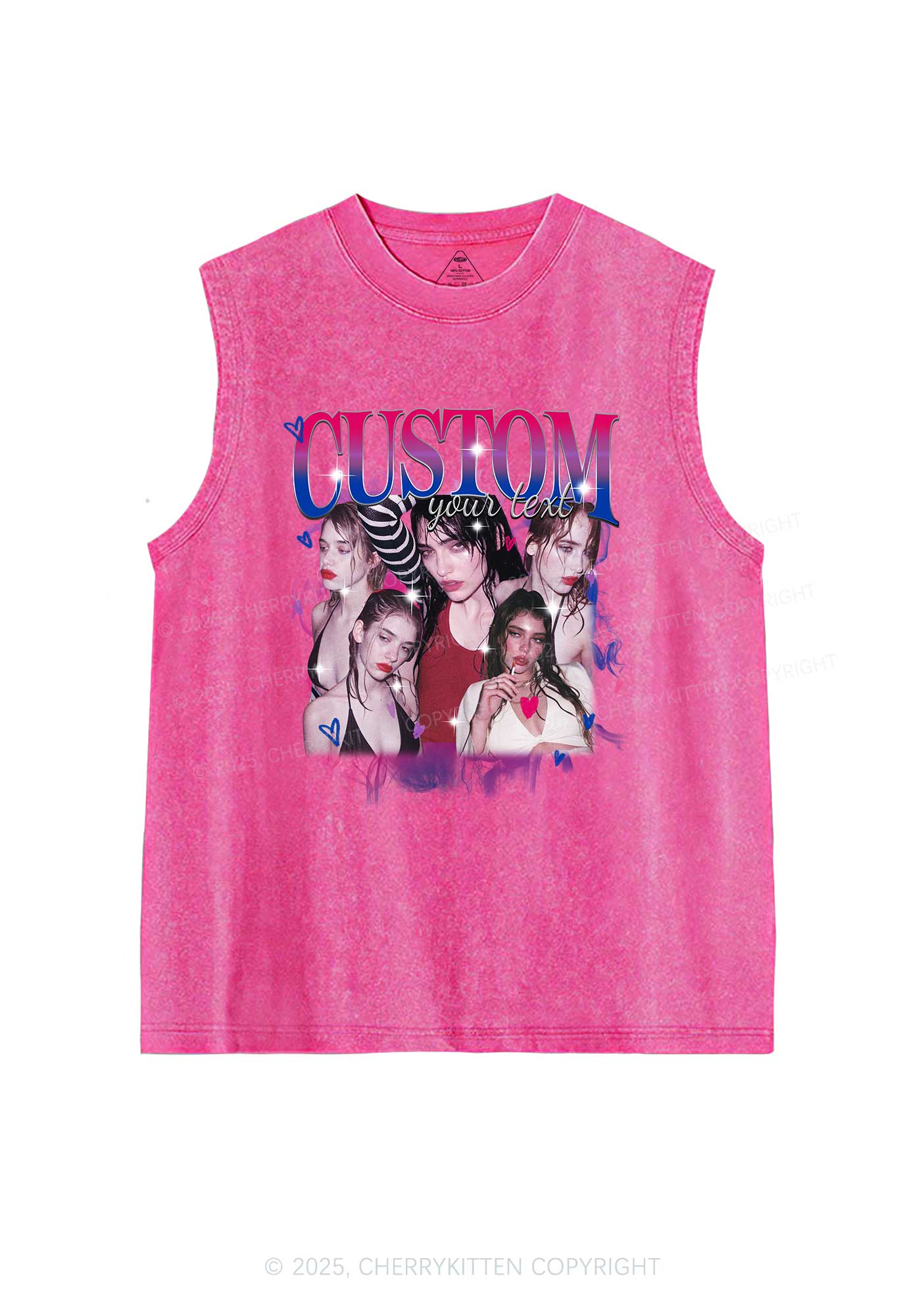 Custom Photo Bisexual Pride Y2K Washed Muscle Tank Cherrykitten