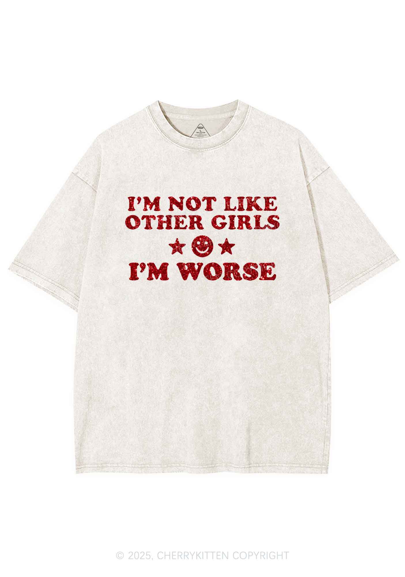 Glitter Im Worse Y2K Shirts Washed Tee Cherrykitten