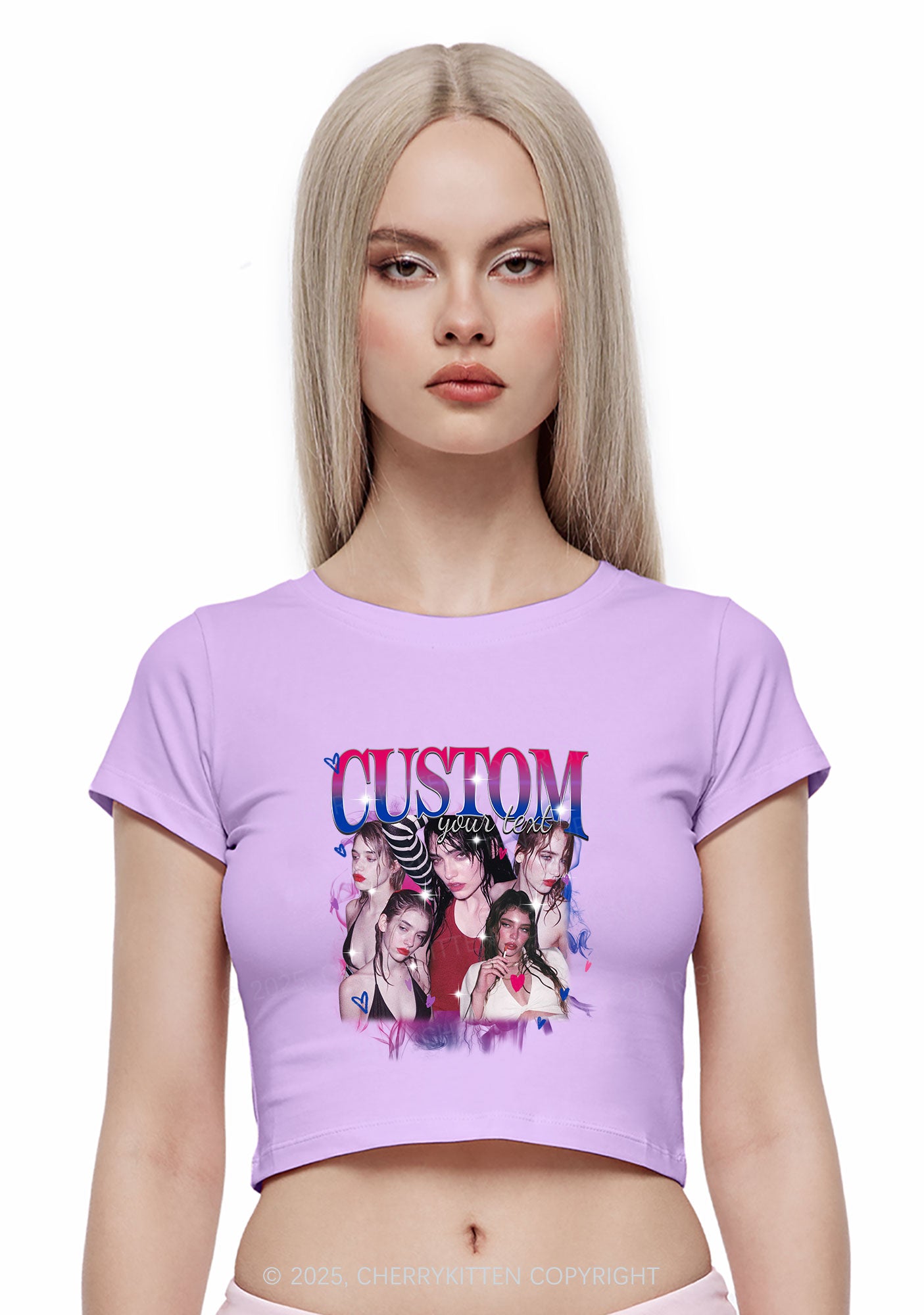 Custom Photo Bisexual Pride Y2K Baby Tee Cherrykitten