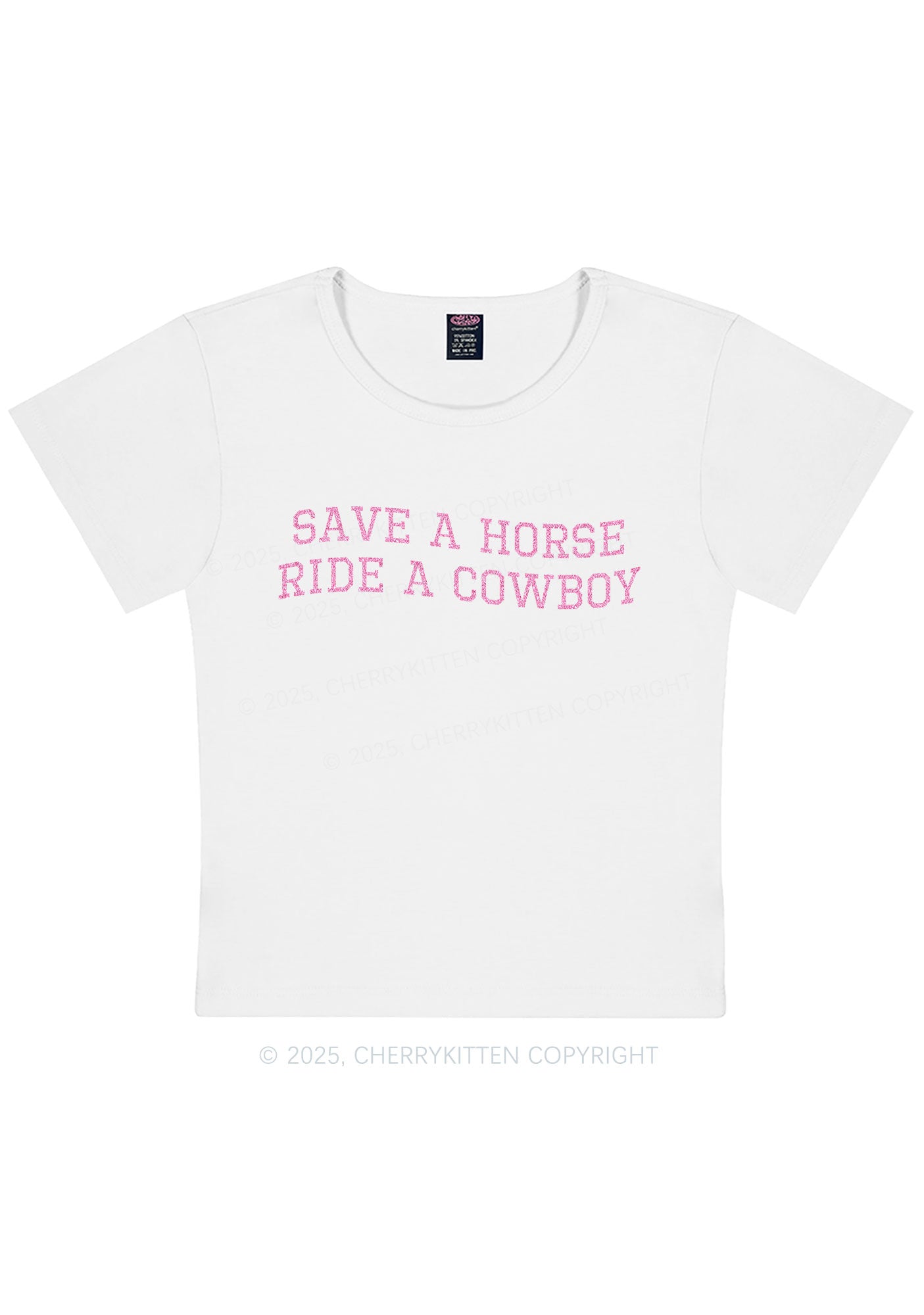 Glitter Save A Horse Y2K Baby Tee Cherrykitten