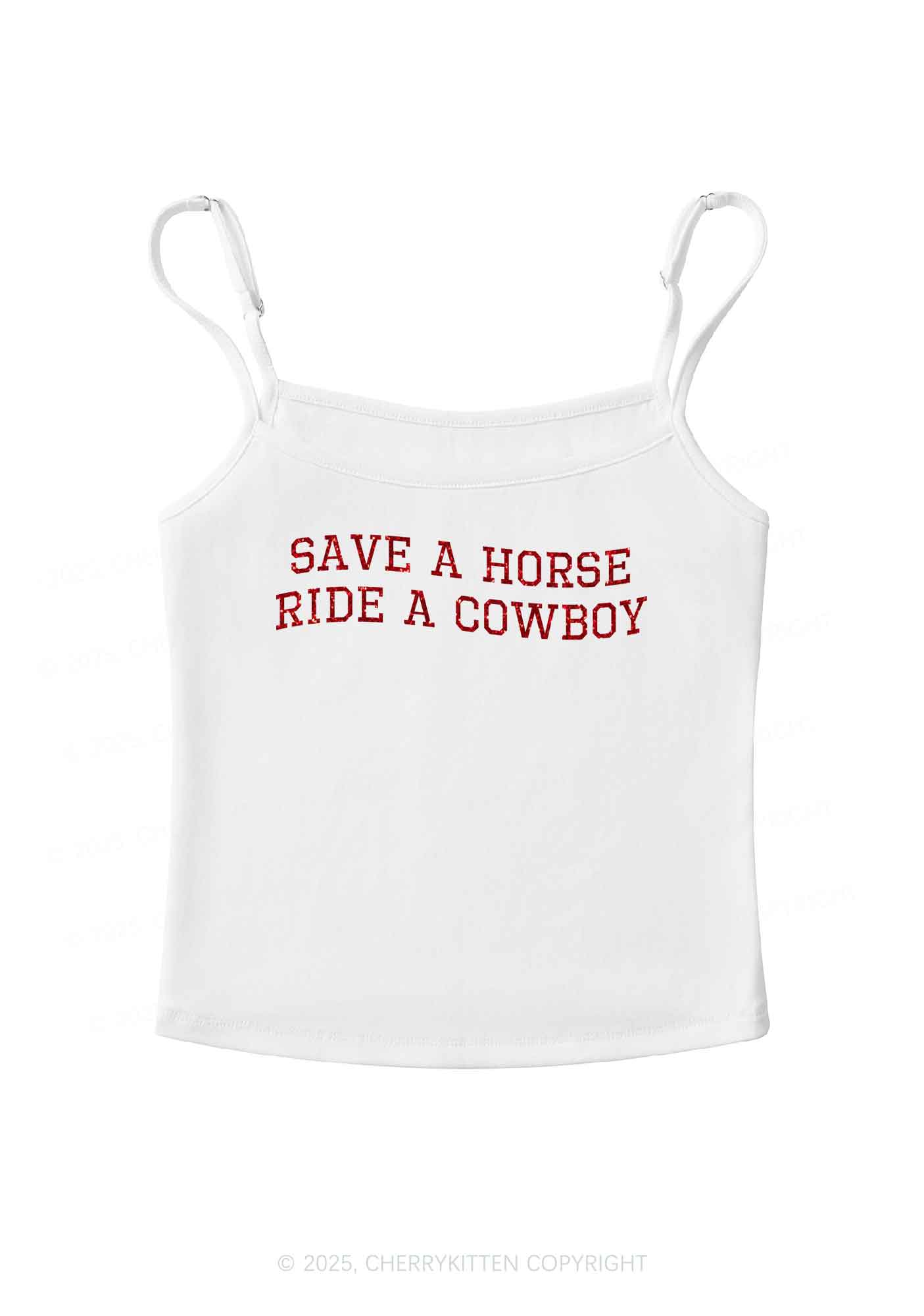 Glitter Save A Horse Y2K Spaghetti Strap Cami Cherrykitten