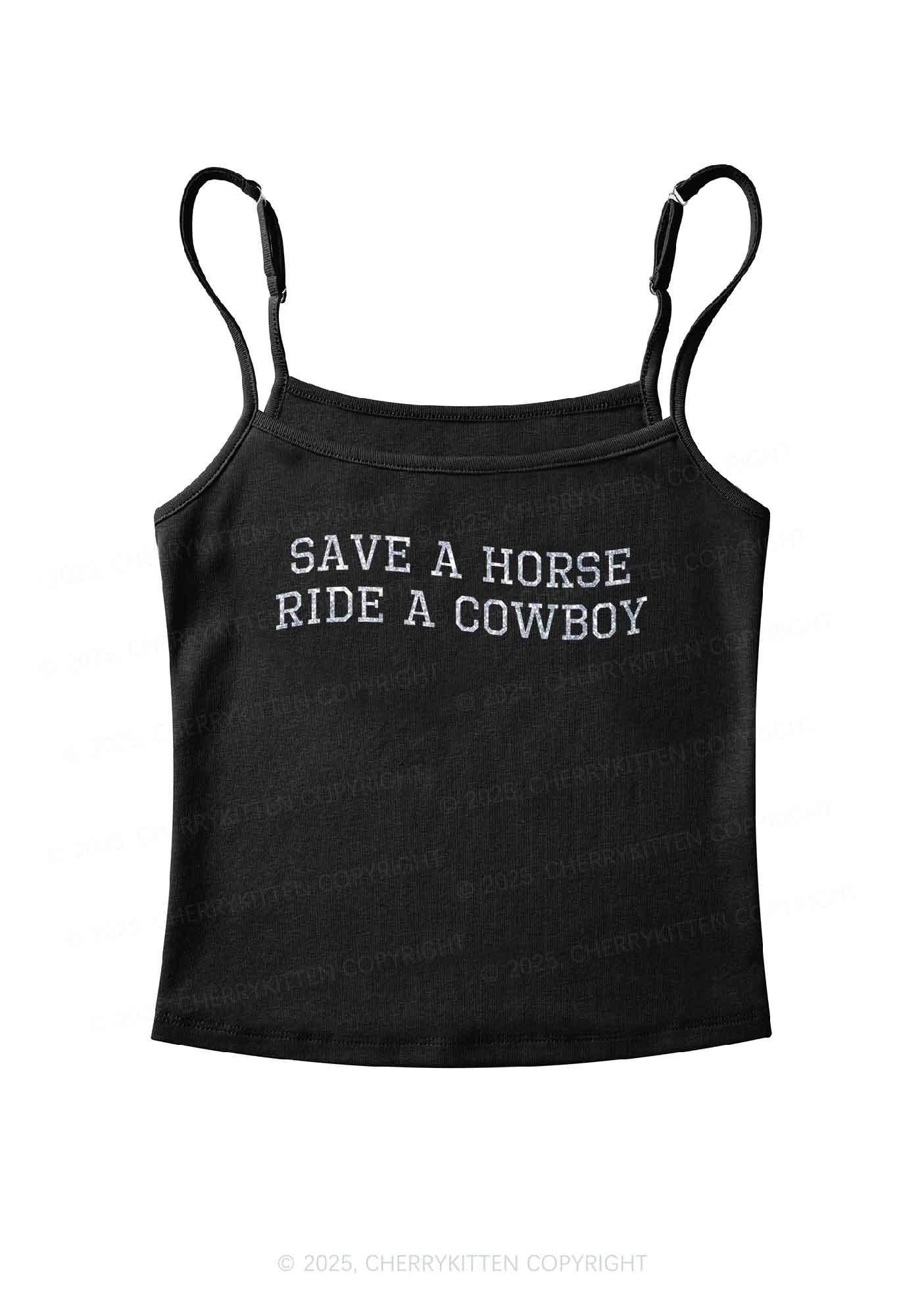 Glitter Save A Horse Y2K Spaghetti Strap Cami Cherrykitten