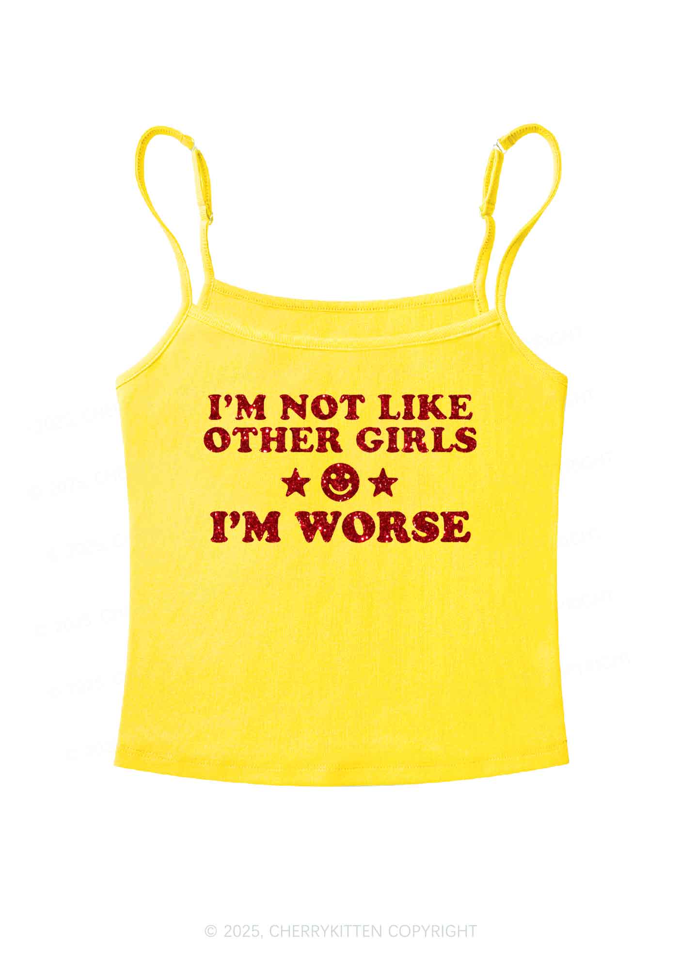 Glitter Im Worse Y2K Spaghetti Strap Cami Cherrykitten