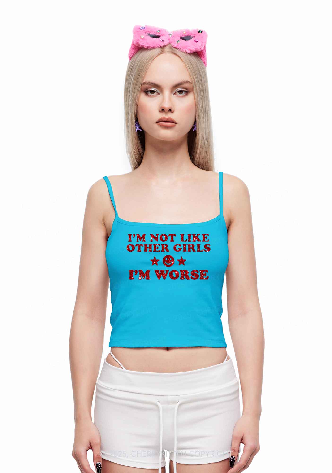Glitter Im Worse Y2K Spaghetti Strap Cami Cherrykitten