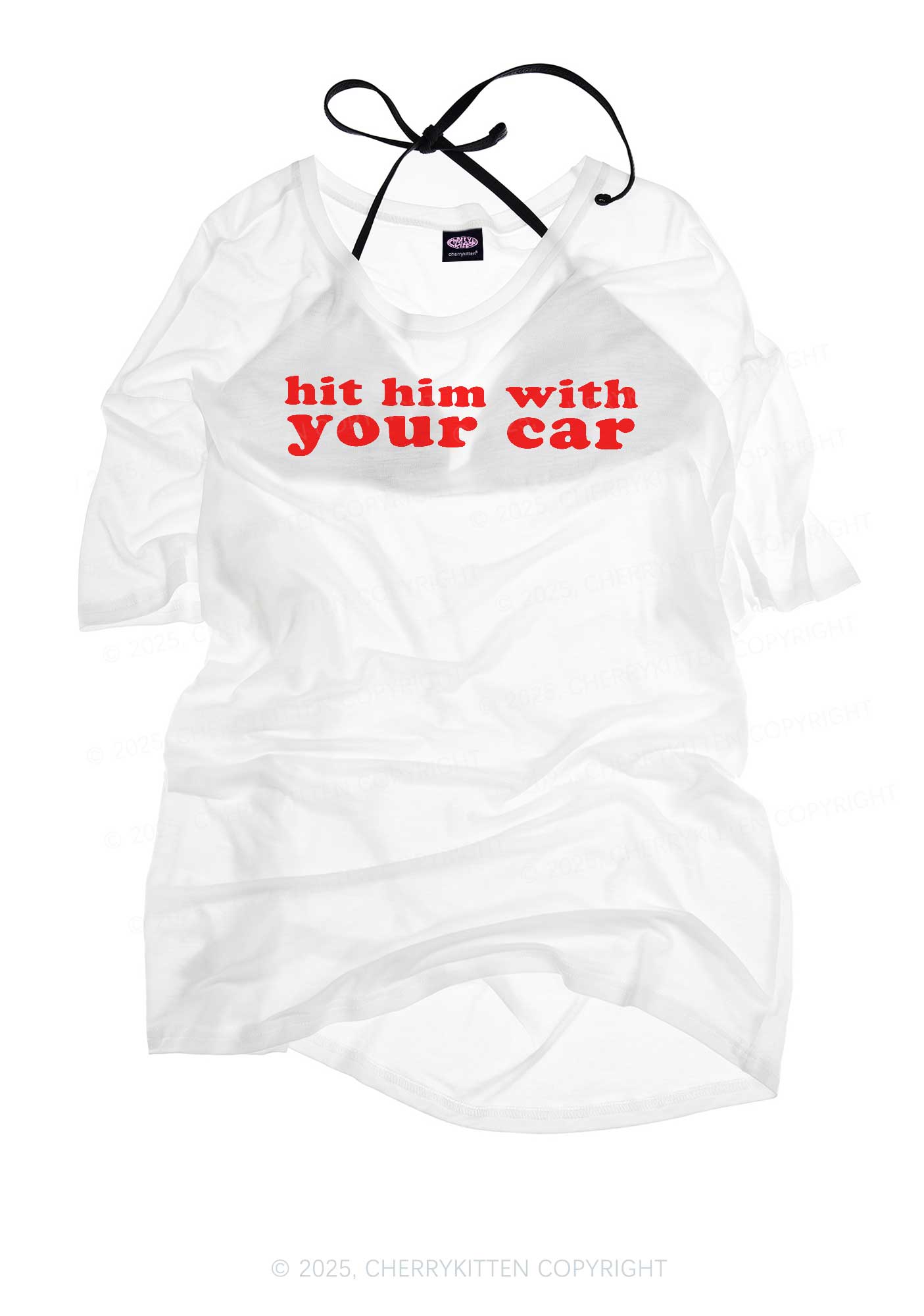 Hit Him Y2K Sheer Boyfriend Tee Cherrykitten