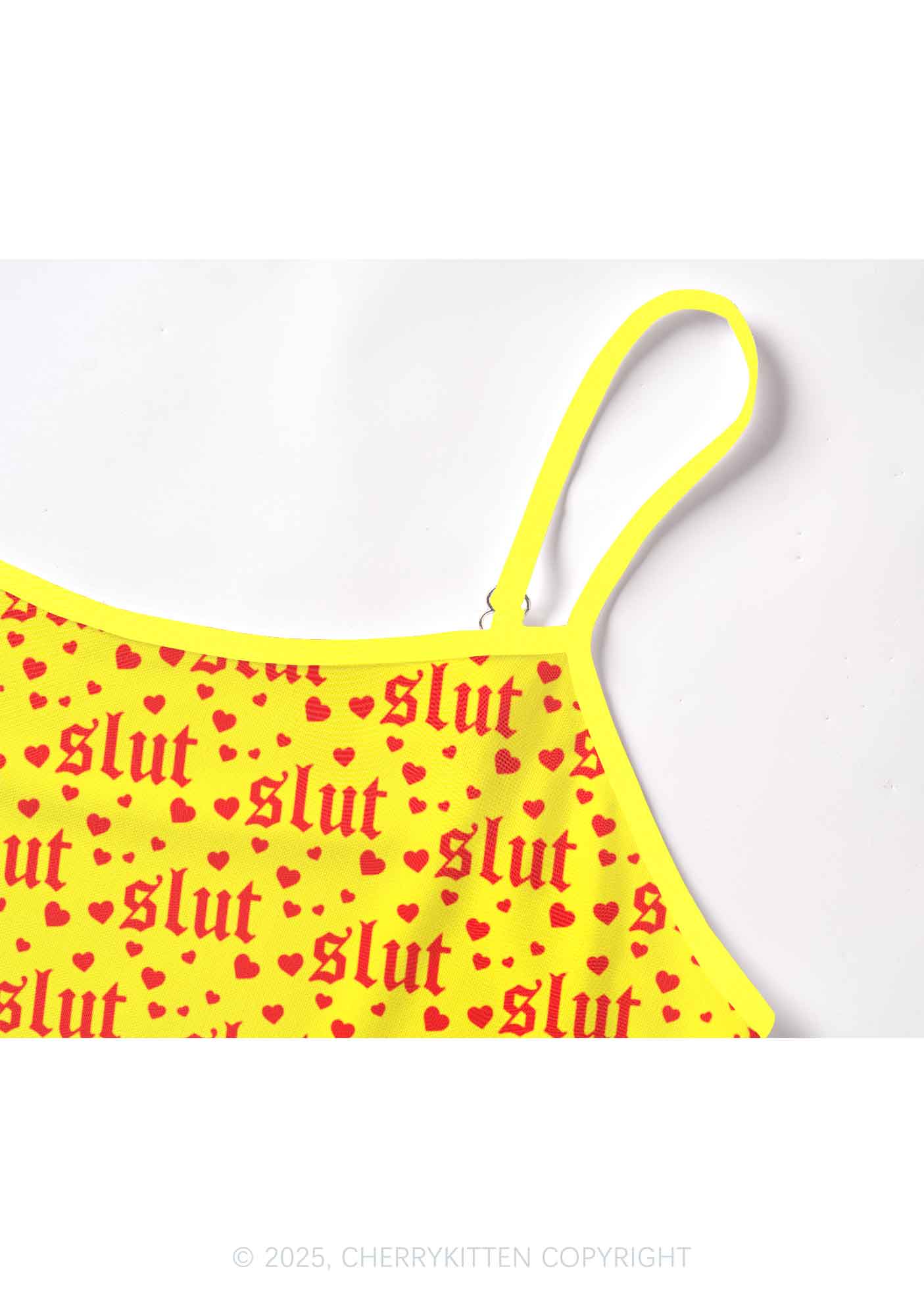 Yellow Slxt Y2K Mesh Cami Tank Cherrykitten