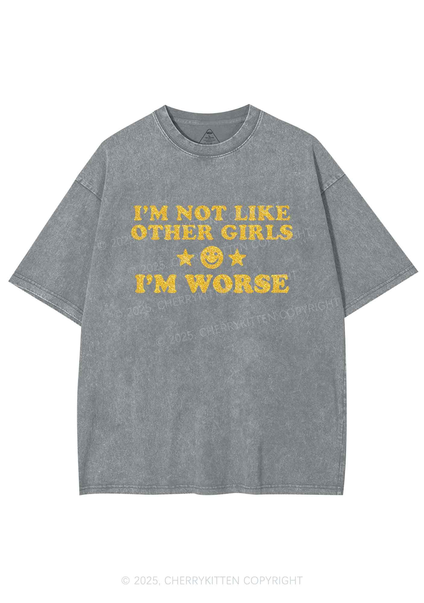 Glitter Im Worse Y2K Shirts Washed Tee Cherrykitten