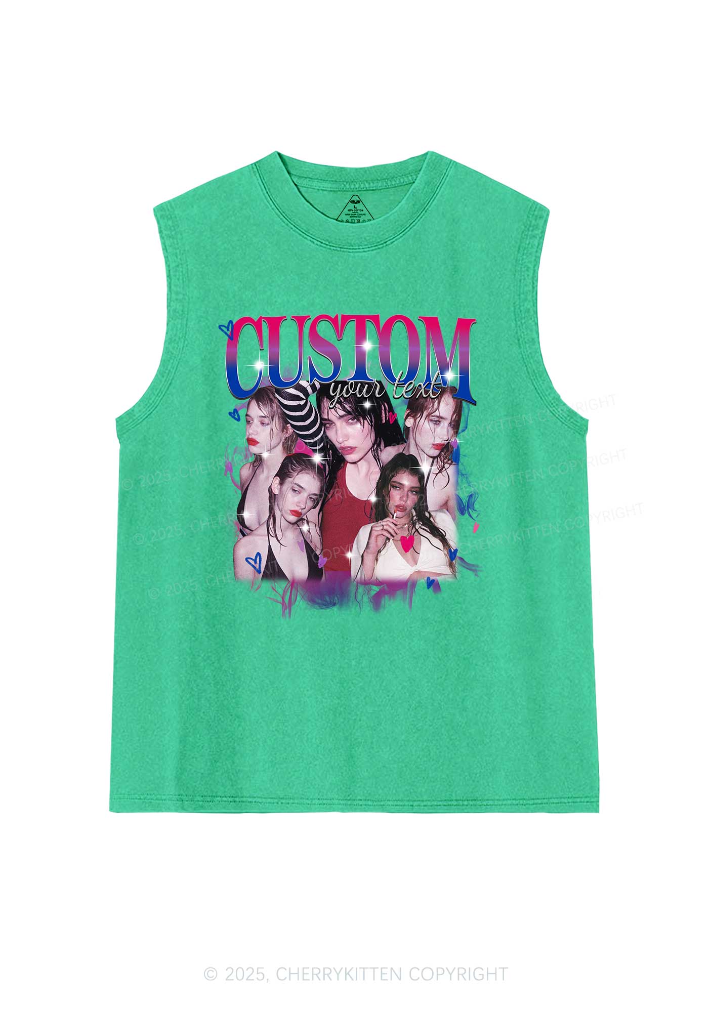 Custom Photo Bisexual Pride Y2K Washed Muscle Tank Cherrykitten