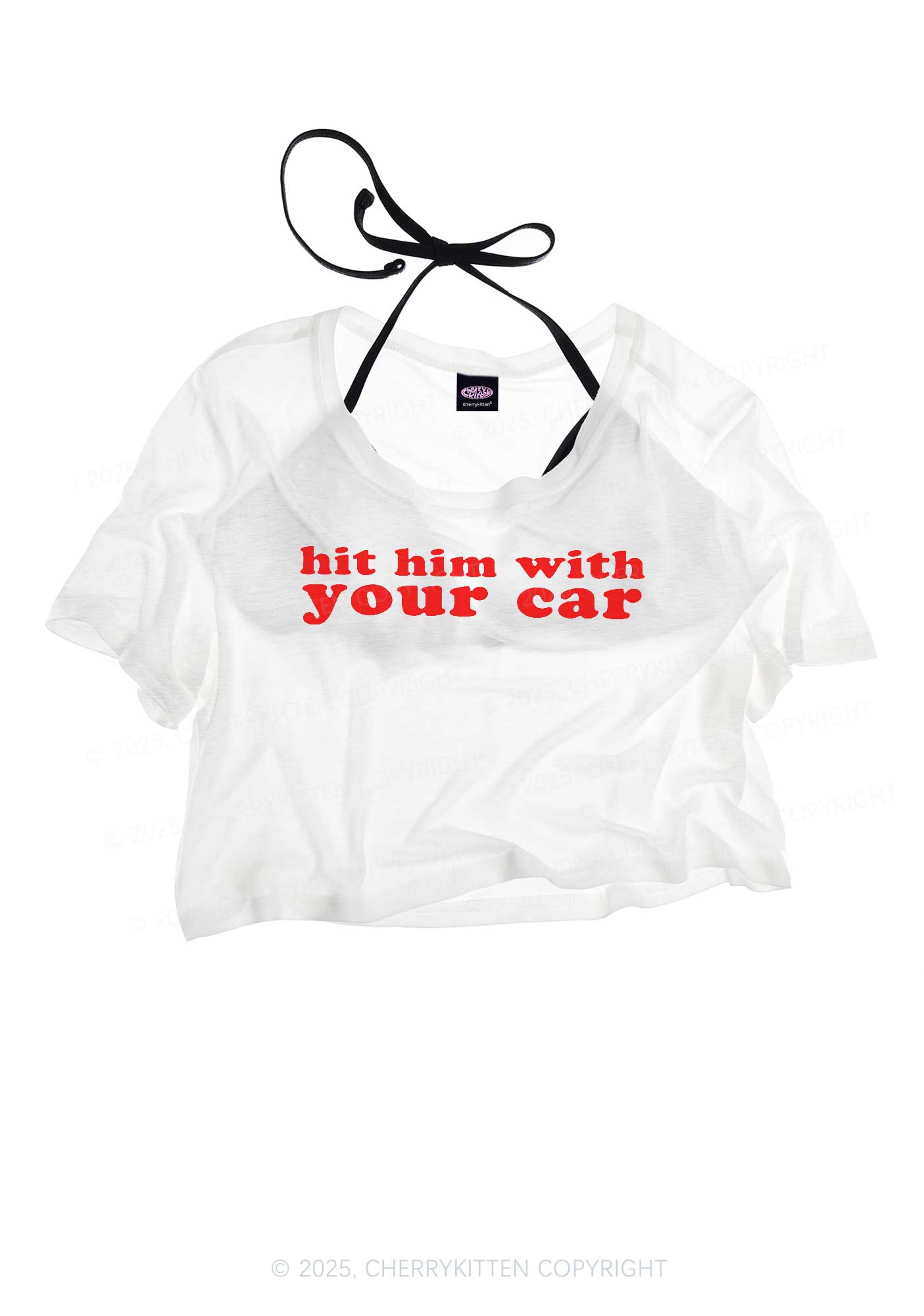Hit Him Y2K Sheer Crop Tee Cherrykitten