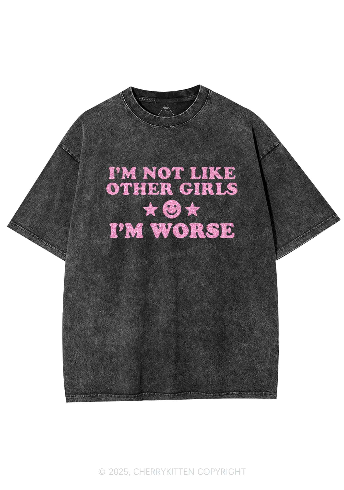 Glitter Im Worse Y2K Shirts Washed Tee Cherrykitten