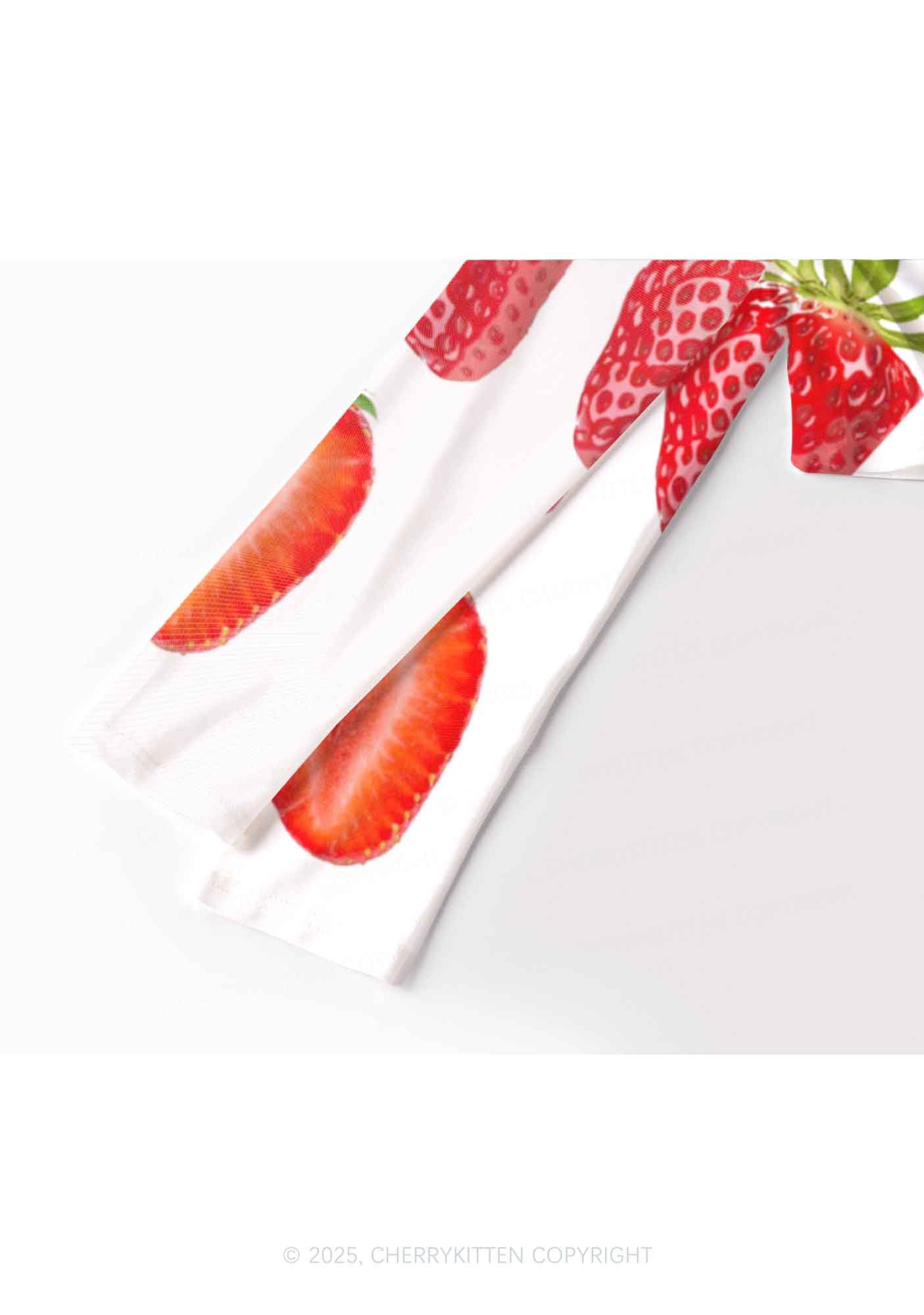 White Strawberry Y2K Mesh Long Sleeve Crop Top Cherrykitten