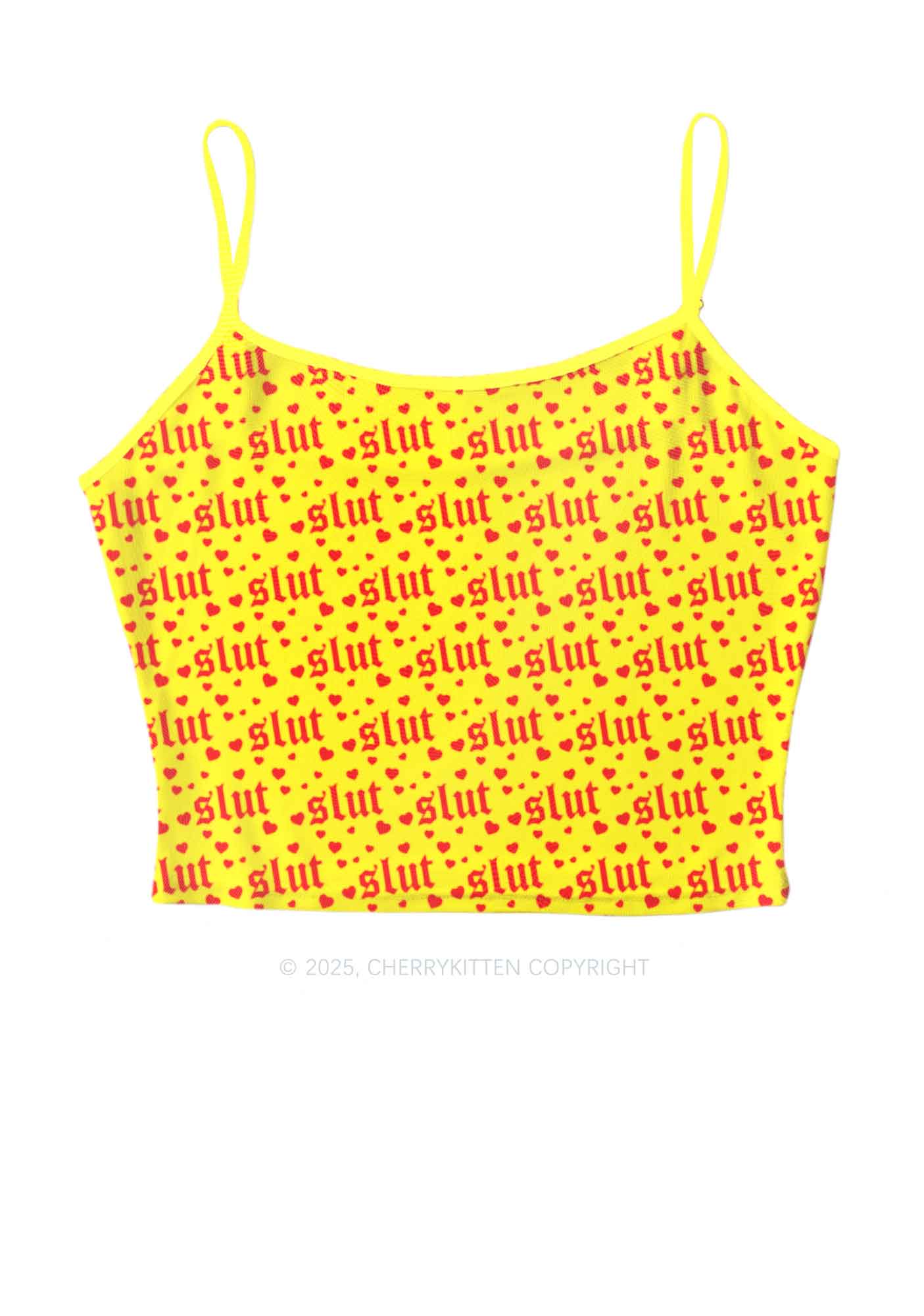 Yellow Slxt Y2K Mesh Cami Tank Cherrykitten