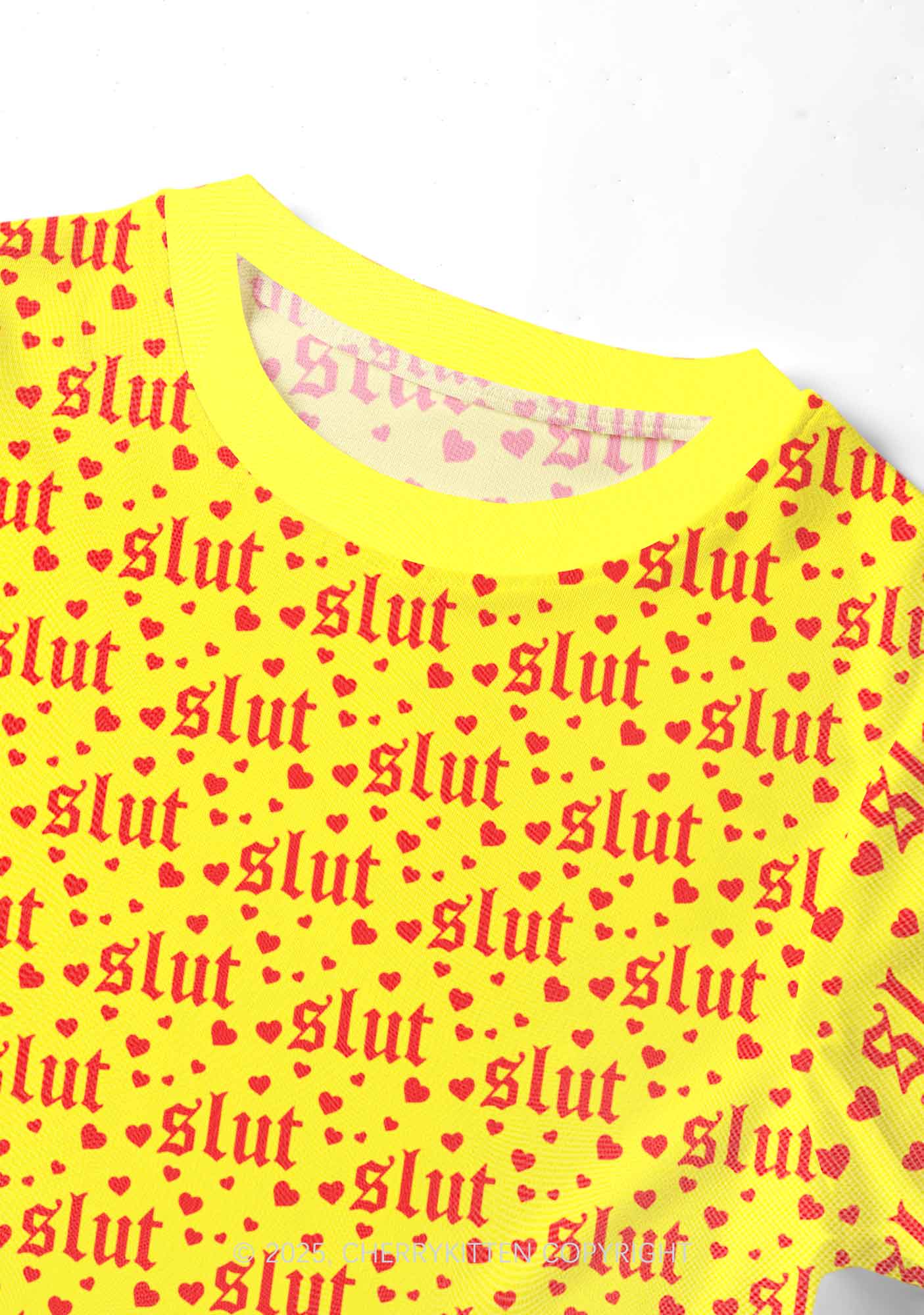 Yellow Slxt Y2K Mesh Crop Top Cherrykitten