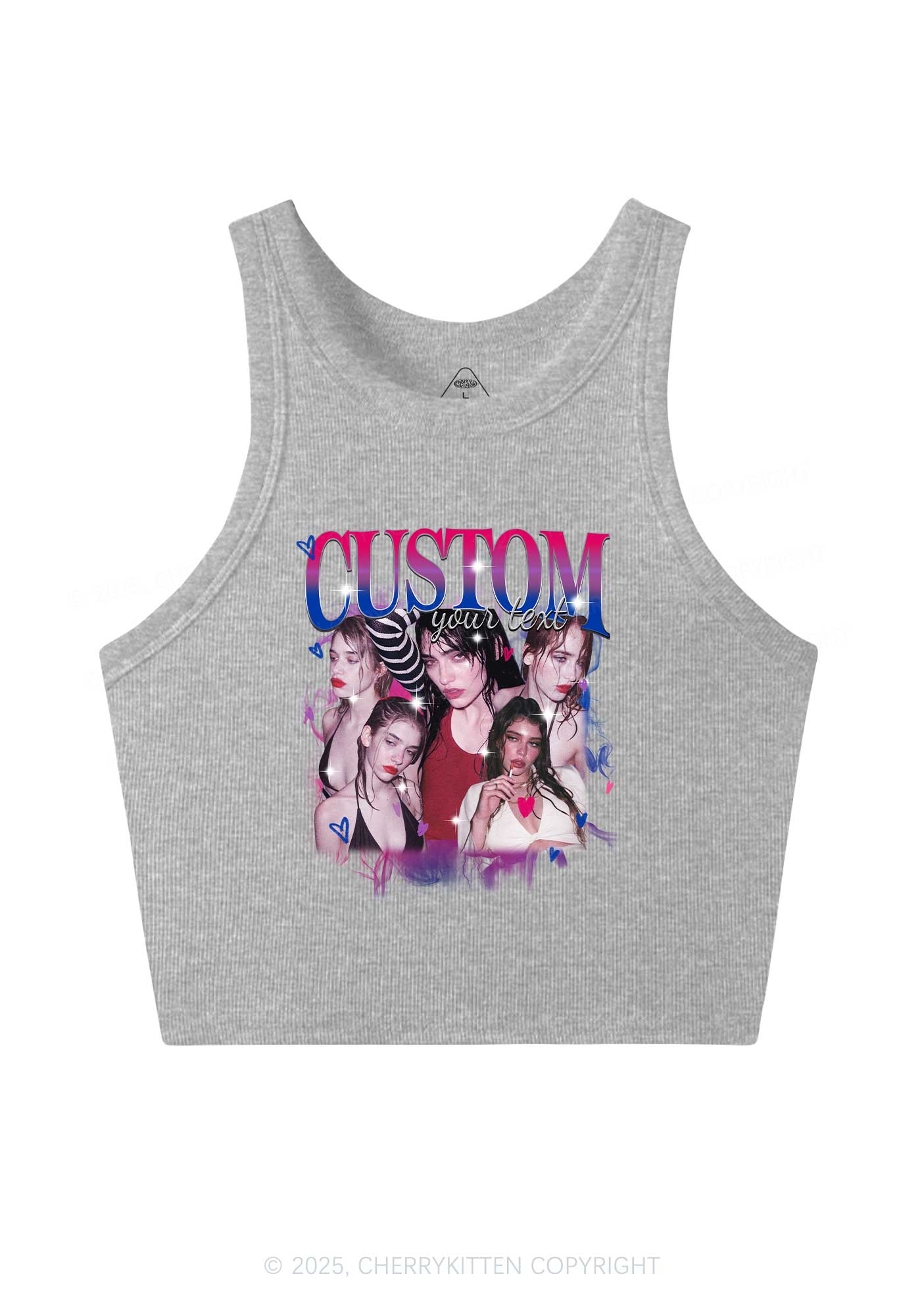 Custom Photo Bisexual Pride Y2K Crop Tank Top Cherrykitten