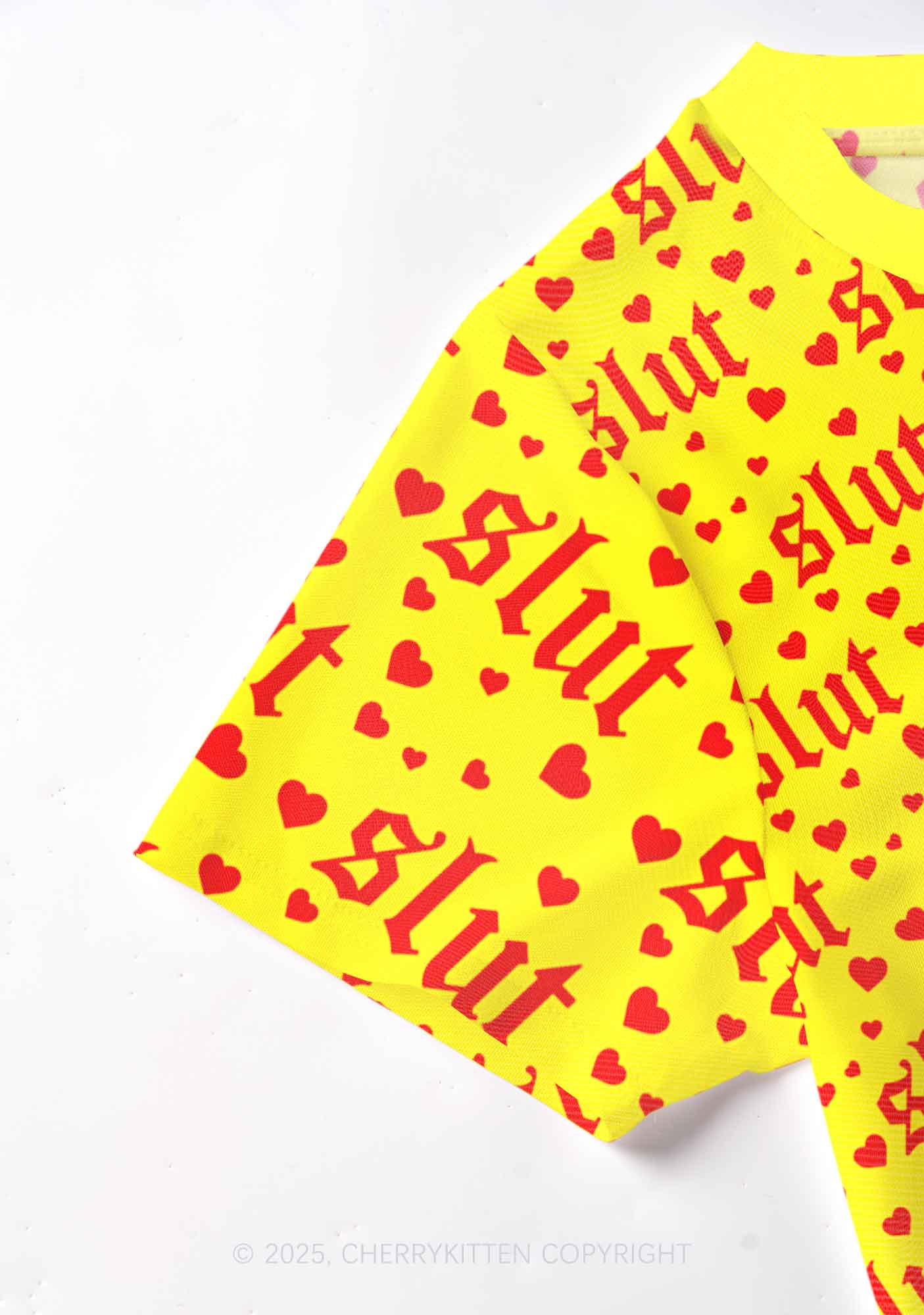 Yellow Slxt Y2K Mesh Crop Top Cherrykitten